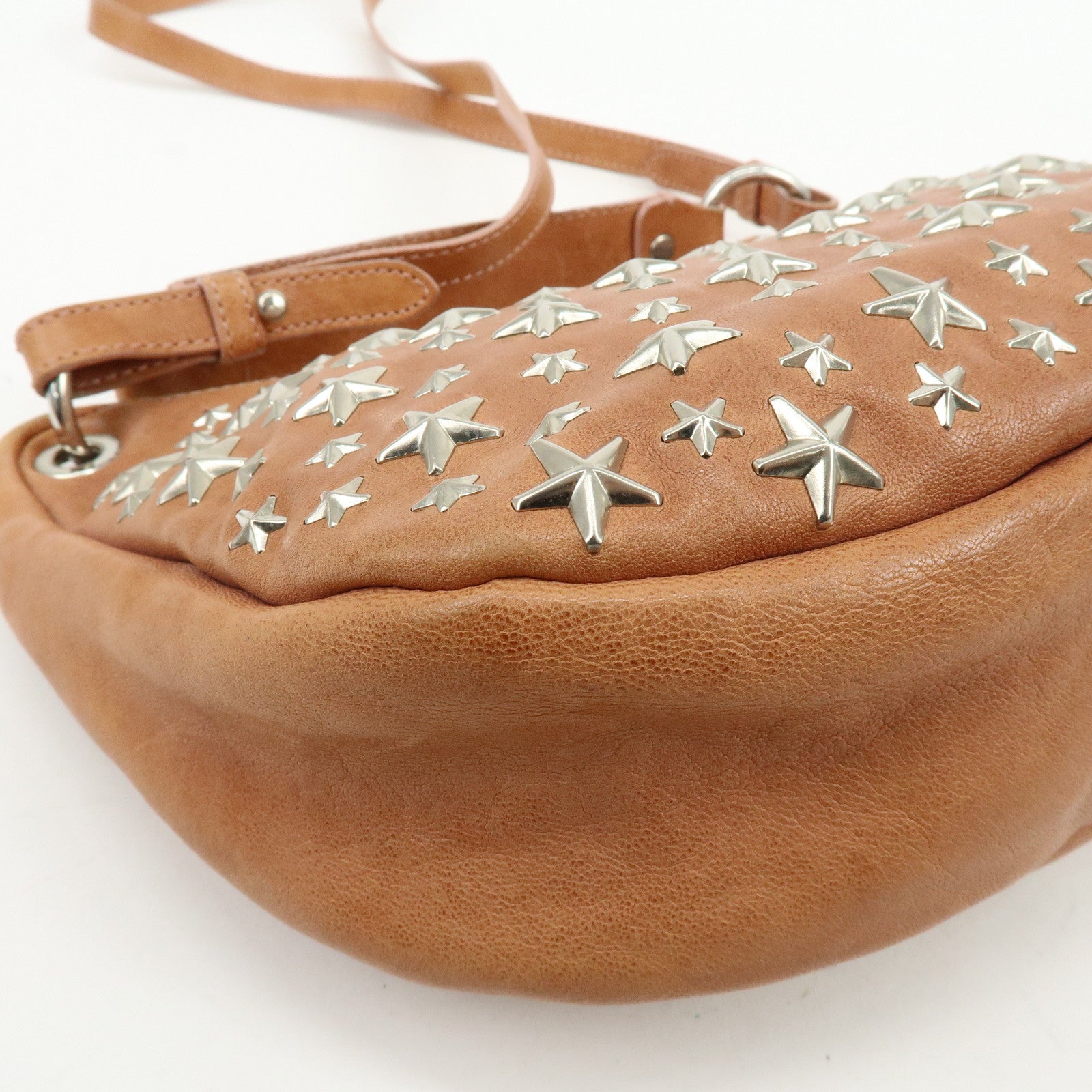 JIMMY CHOO Logo Star Studs Stella 2Way Bag Shoulder Bag Hand Bag Brown