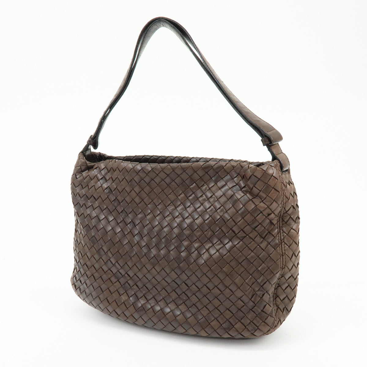 BOTTEGA VENETA Intrecciato Leather Shoulder Bag Hand Bag Brown