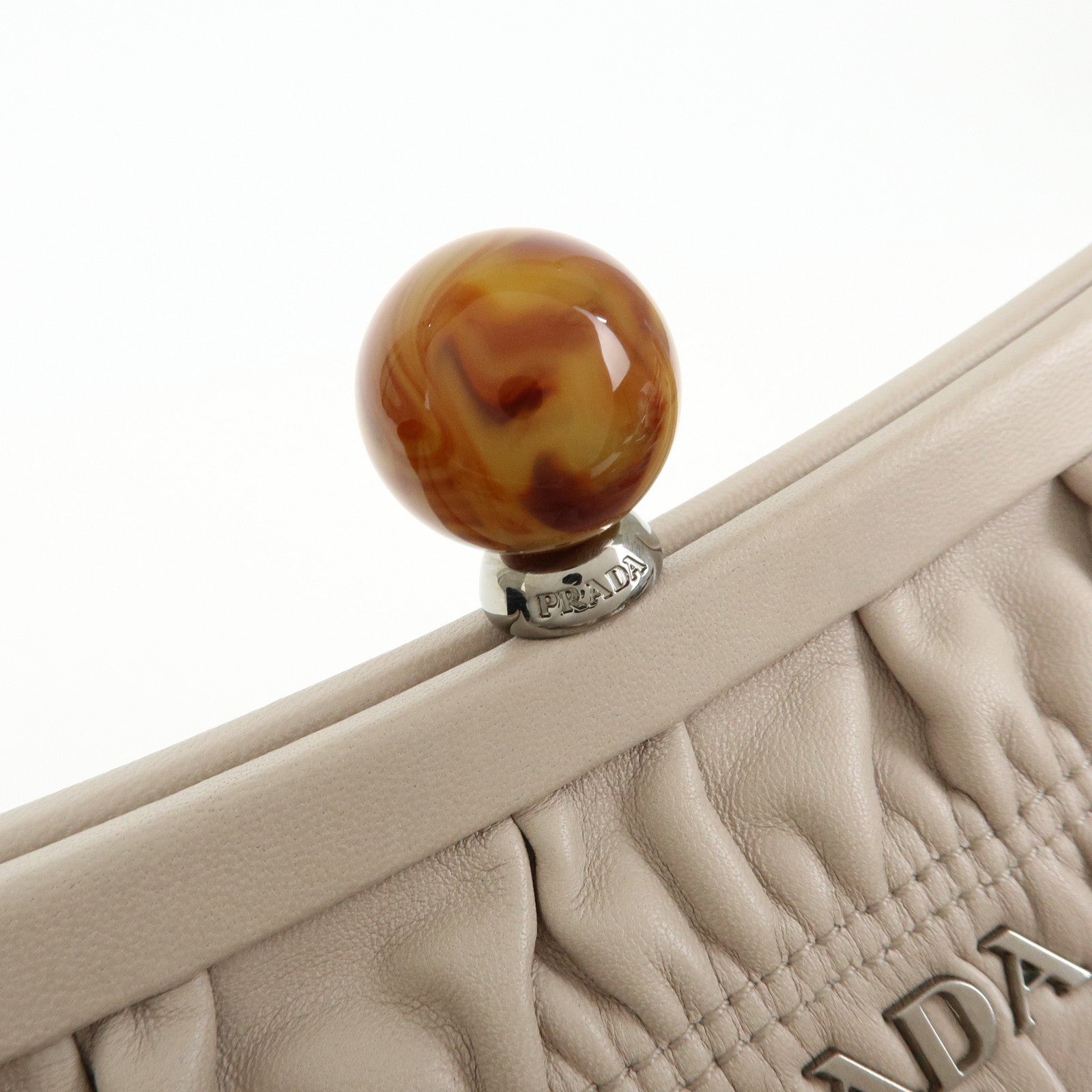 PRADA Nappa Gaufre Leather Hand Bag Tote Bag Ivory BN2242