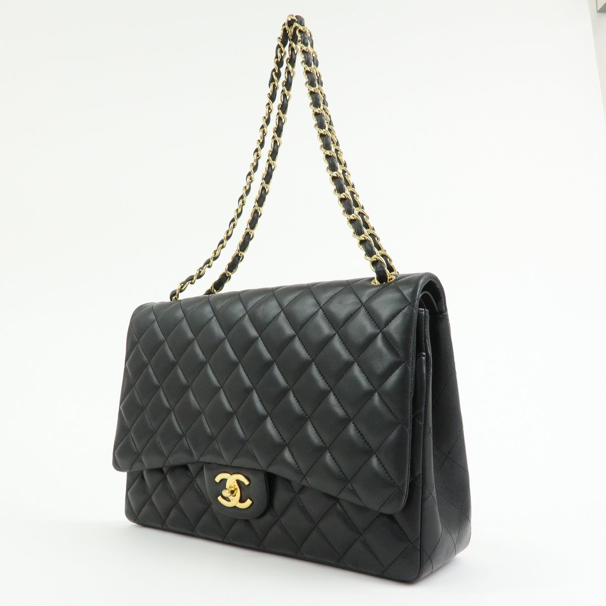 CHANEL Jumbo Matelasse 34 Lamb Skin Chain Shoulder Bag Black A01094