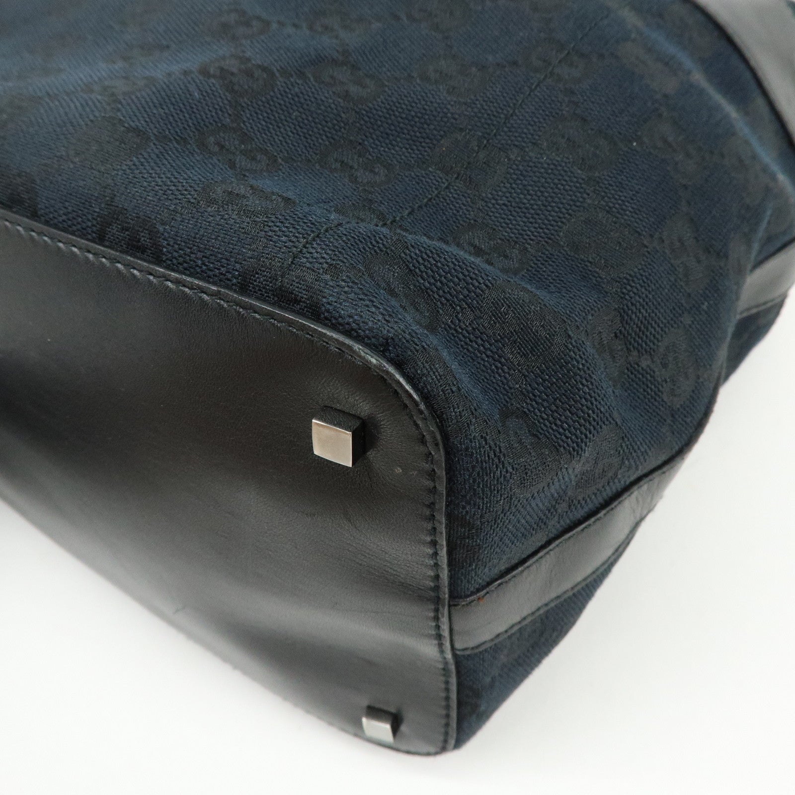 GUCCI GG Monogram Canvas Leather Shoulder Bag Black 001・4298