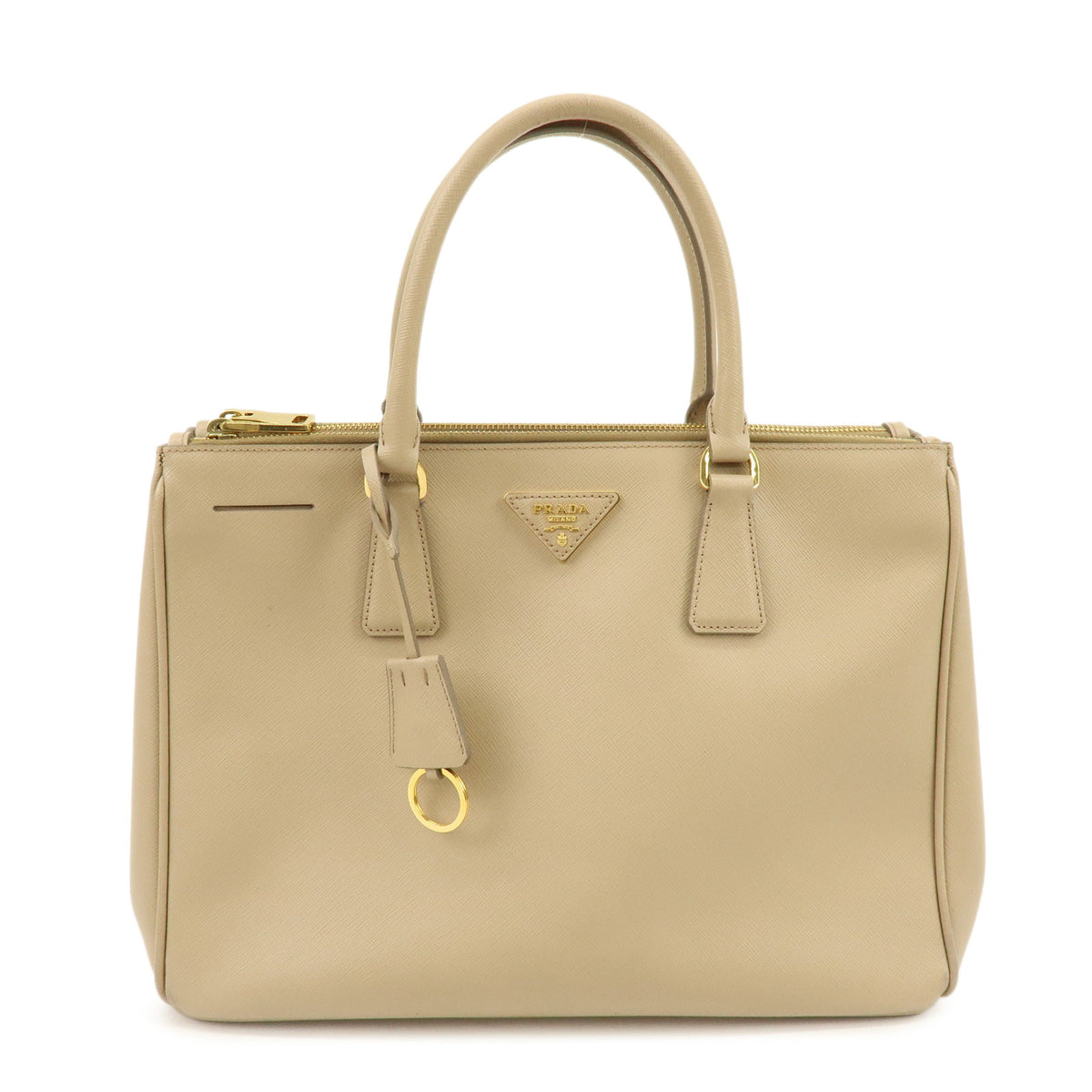 PRADA Triangle Logo Galleria Saffiano Leather 2Way Bag  Beige 1BA274