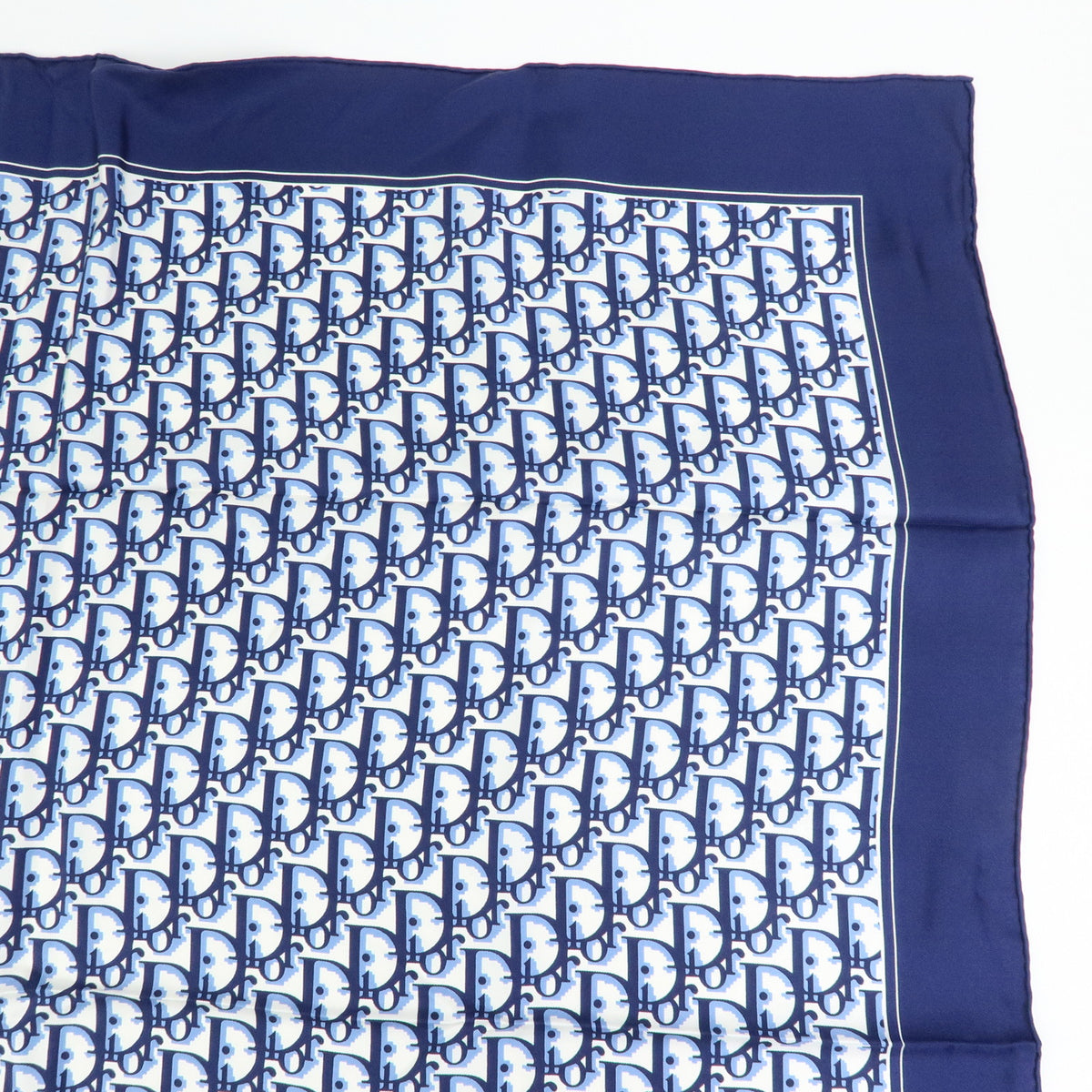 Christian Dior Trotter Silk 100% Scarf Navy White