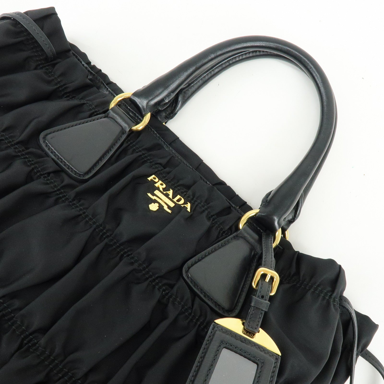 PRADA Tessuto Gaufre Nylon Leather 2Way Bag Hand Bag Black B1788M