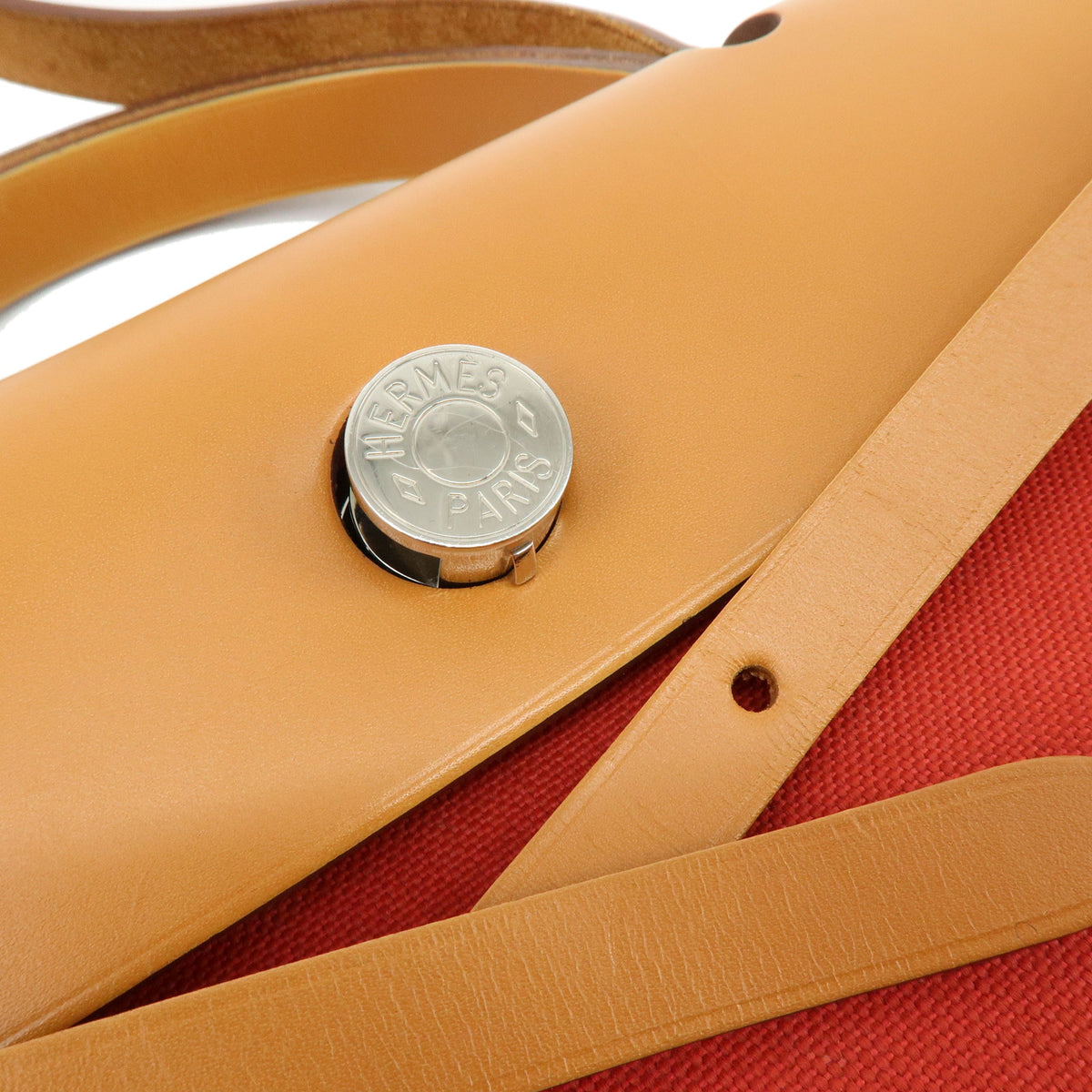 HERMES Toile Militaire Herbag Zip PM  2Way Bag T Stamped Sanguine