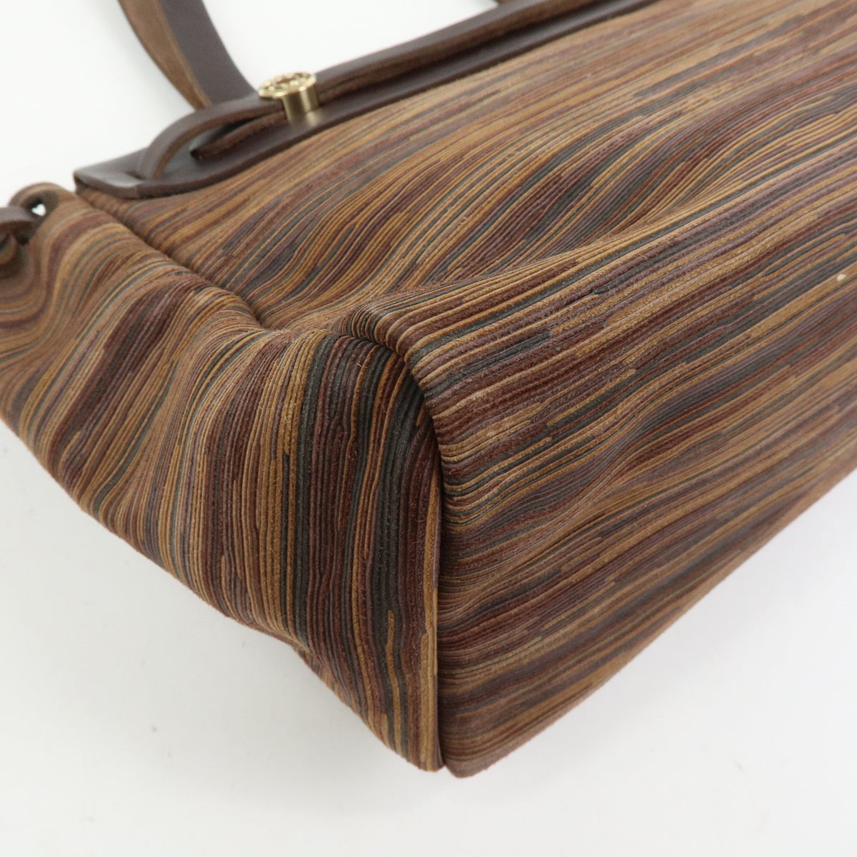 HERMES Herline Cabas PM Vivrato Leather Hand Bag □G Stamped Brown Black