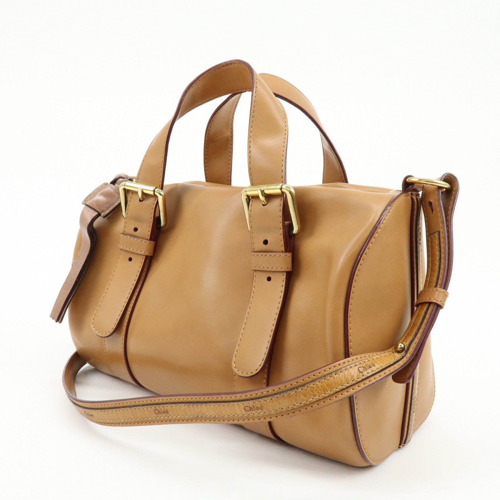 Chloe Sam Leather 2Way Bag Hand Shoulder Bag Brown Camel