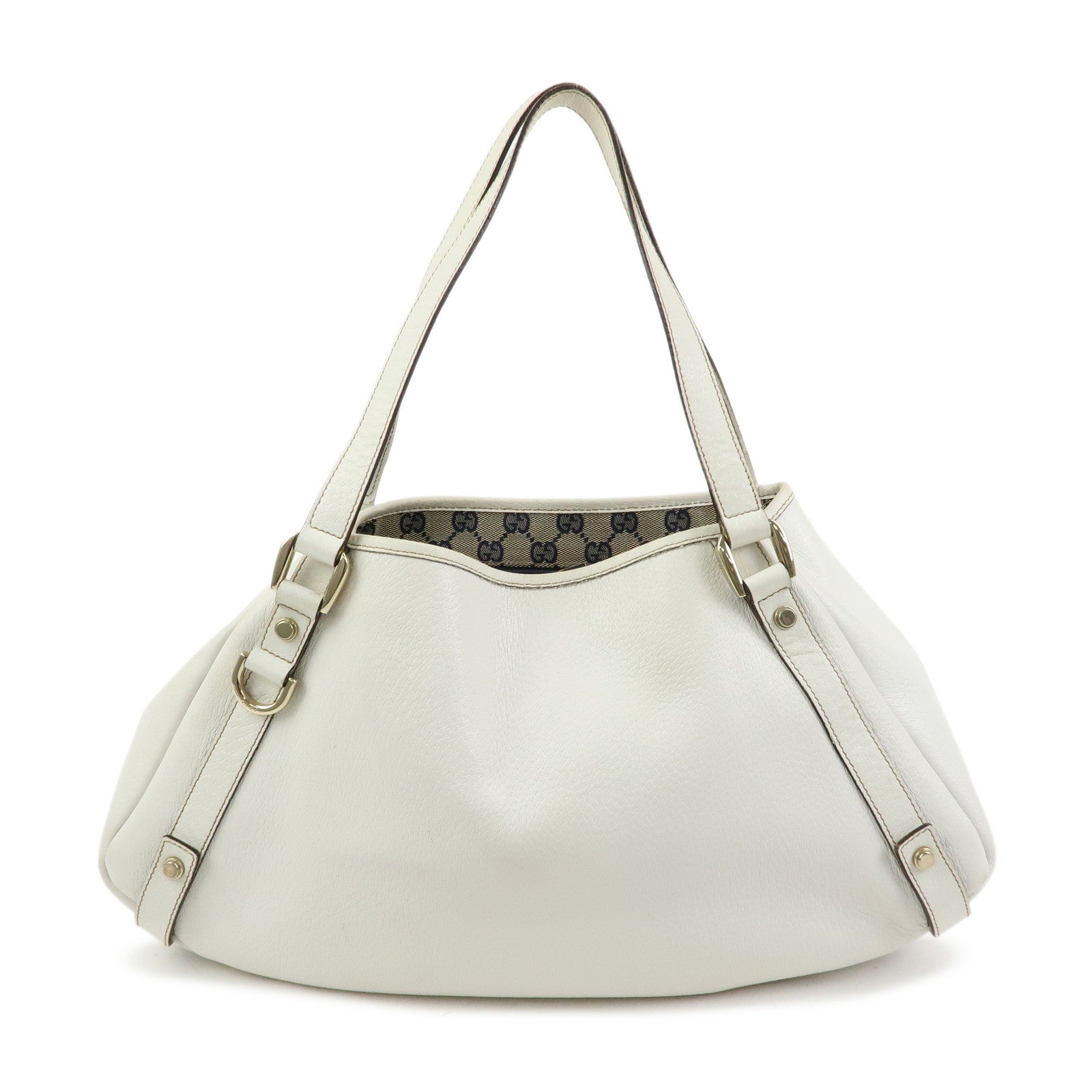 Gucci Abbey Leather Tote Bag Shoulder Bag Hand Bag White 130736
