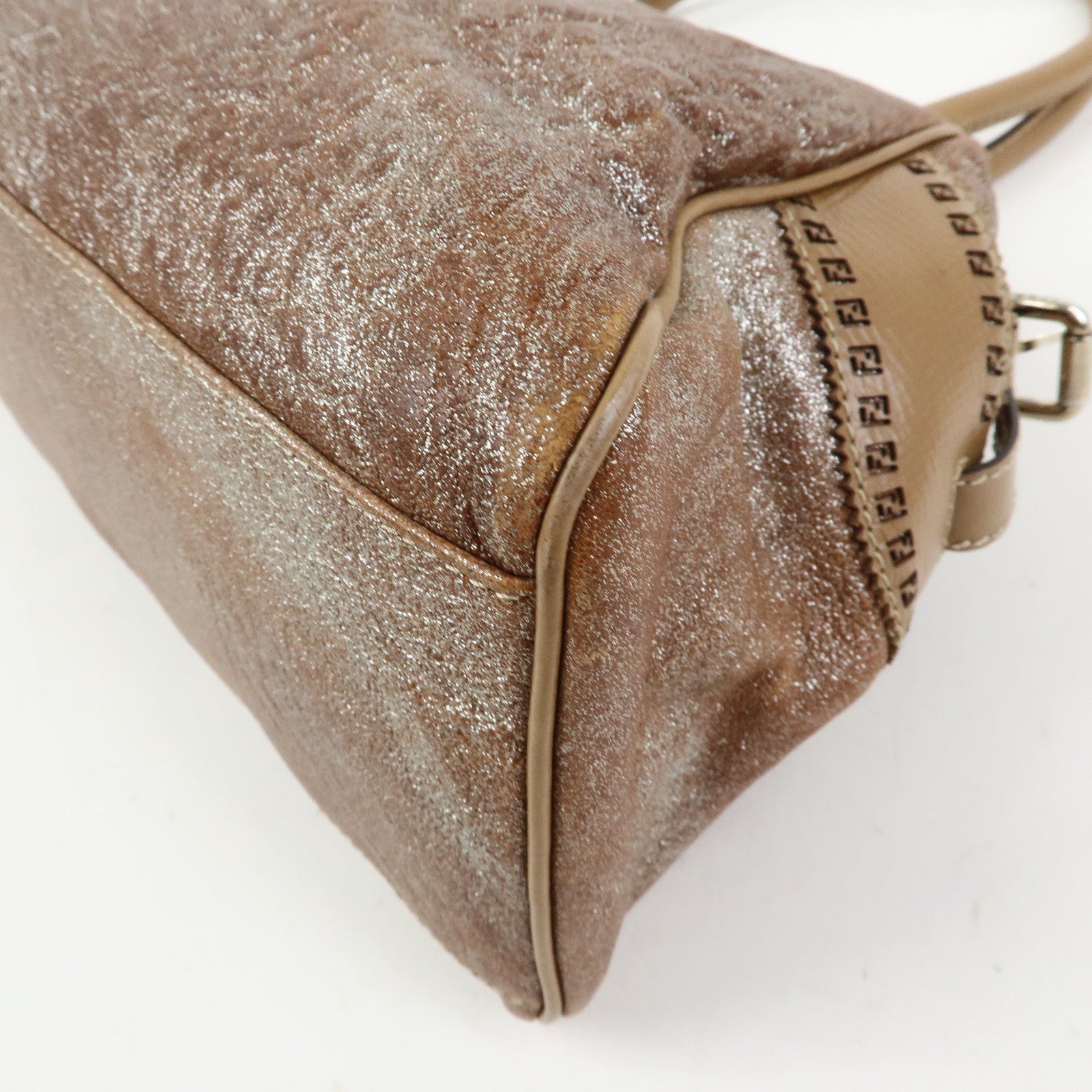 FENDI Ethnico Leather Tote Bag Shoulder Bag Hand Bag Beige 8BN162