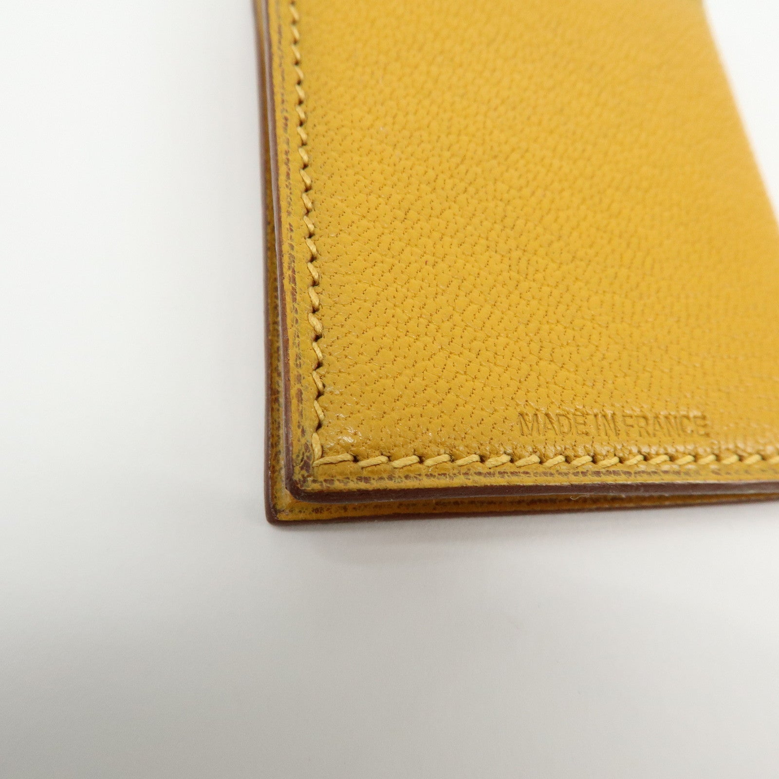 HERMES Leather Mini Photo Case Yellow □F Stamp 2002