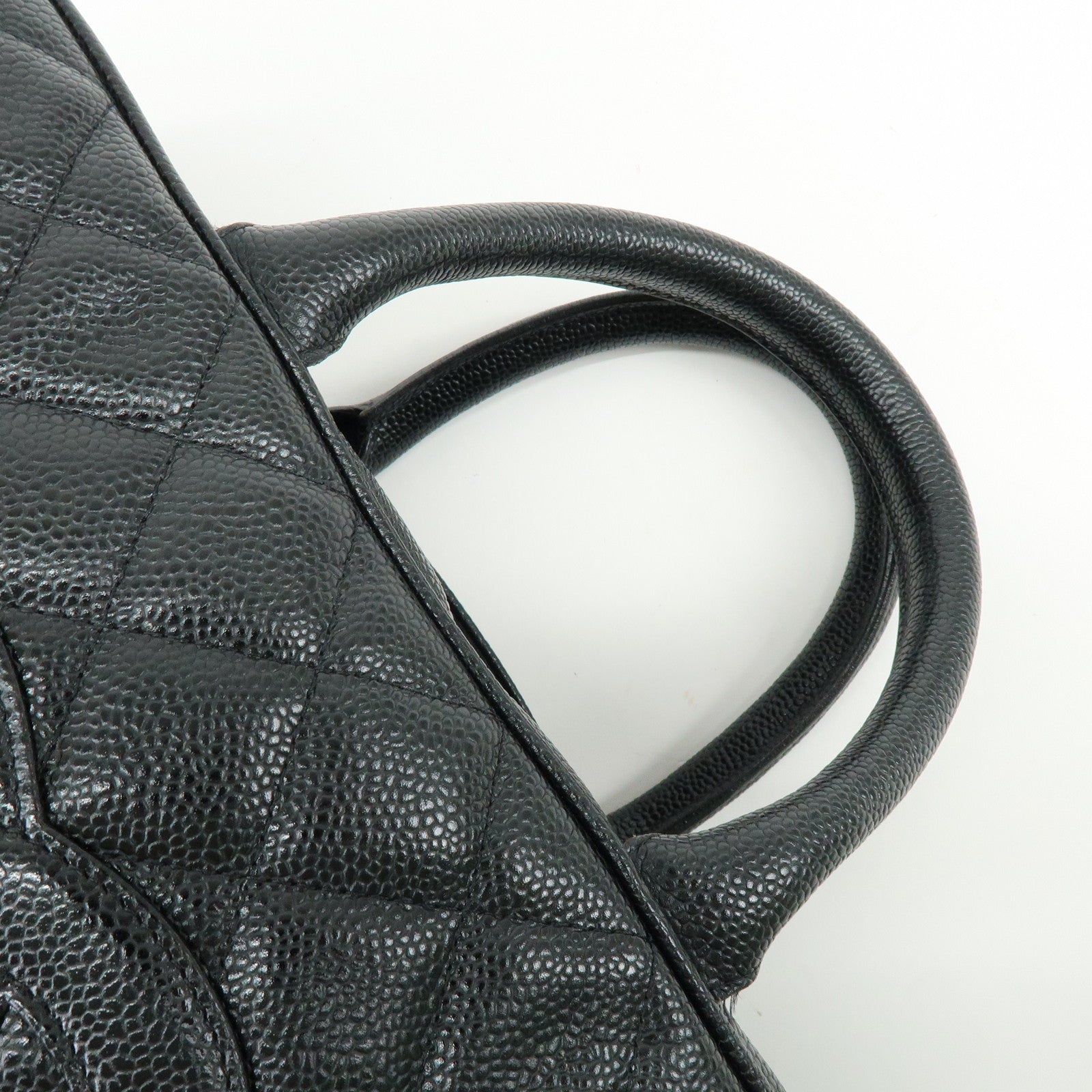 CHANEL Matelasse Caviarskin Leather Boston Bag Black