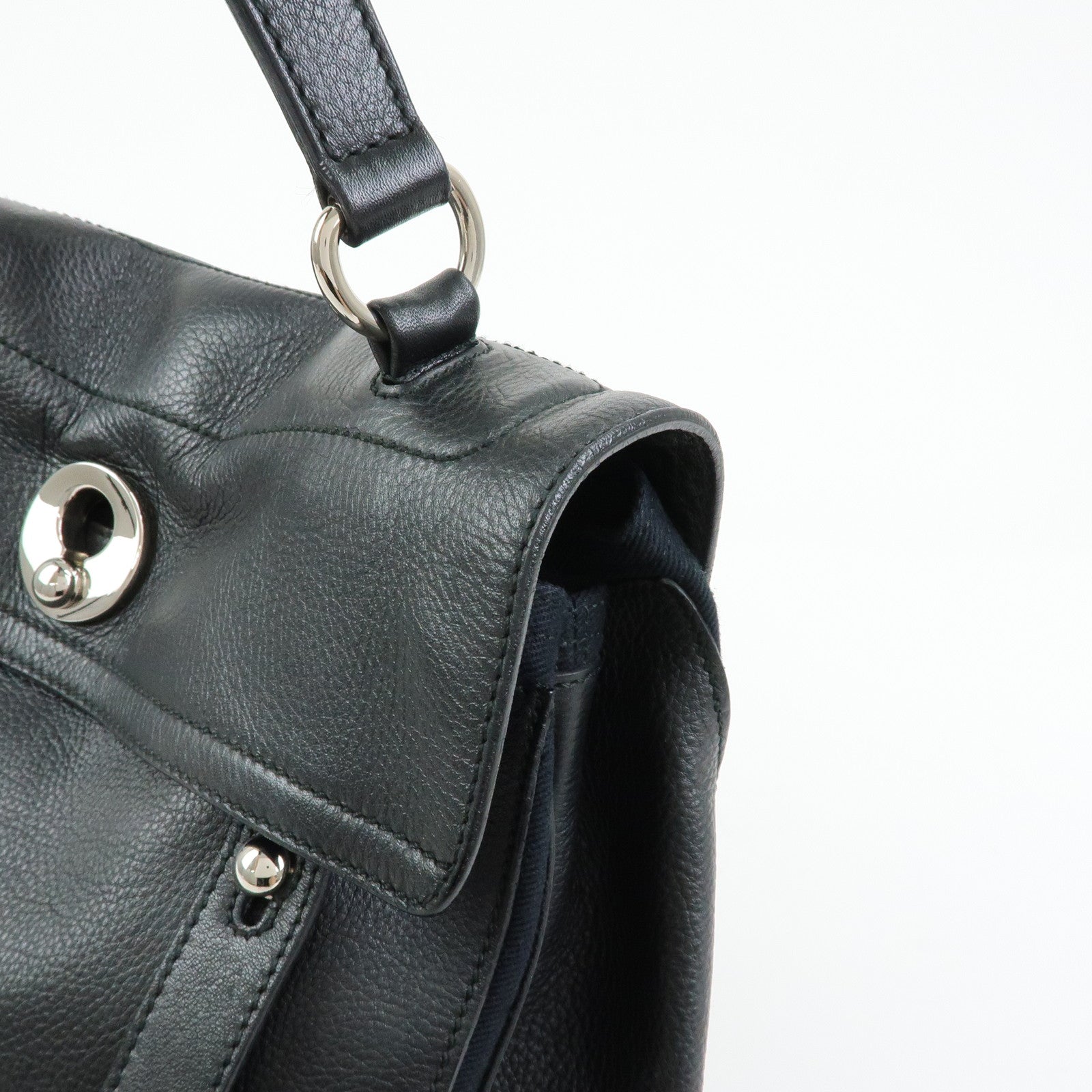 SAINT LAURENT PARIS Muse Two Leather Canvas Hand Shoulder Bag Black
