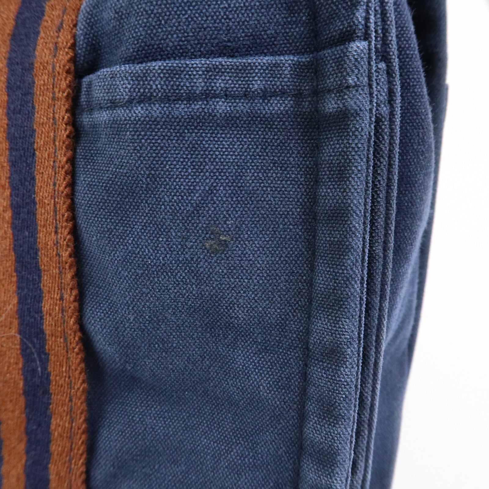 HERMES Besace MM Fourre Tout Canvas Shoulder Crossbody Bag Navy Brown