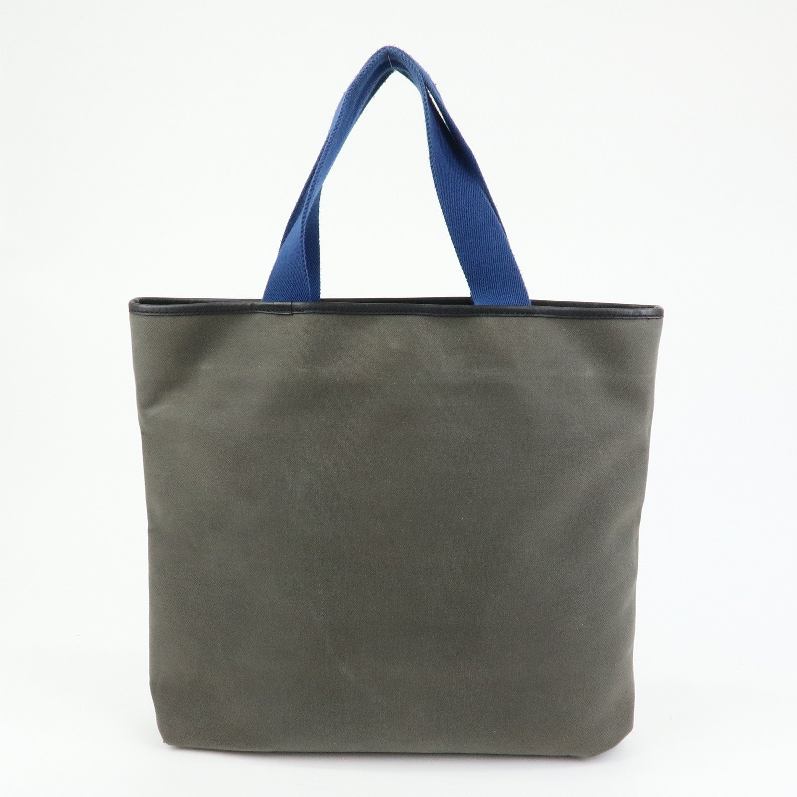 LOEWE Logo Canvas Leather Tote Bag Shoulder Bag Hand Bag Gray Blue