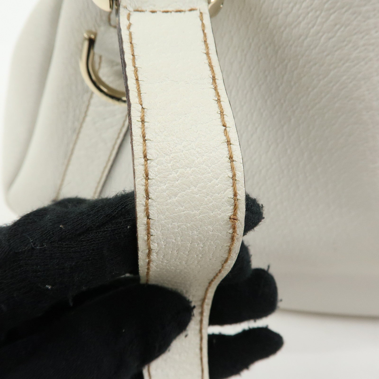 Gucci Abbey Leather Tote Bag Shoulder Bag Hand Bag White 130736
