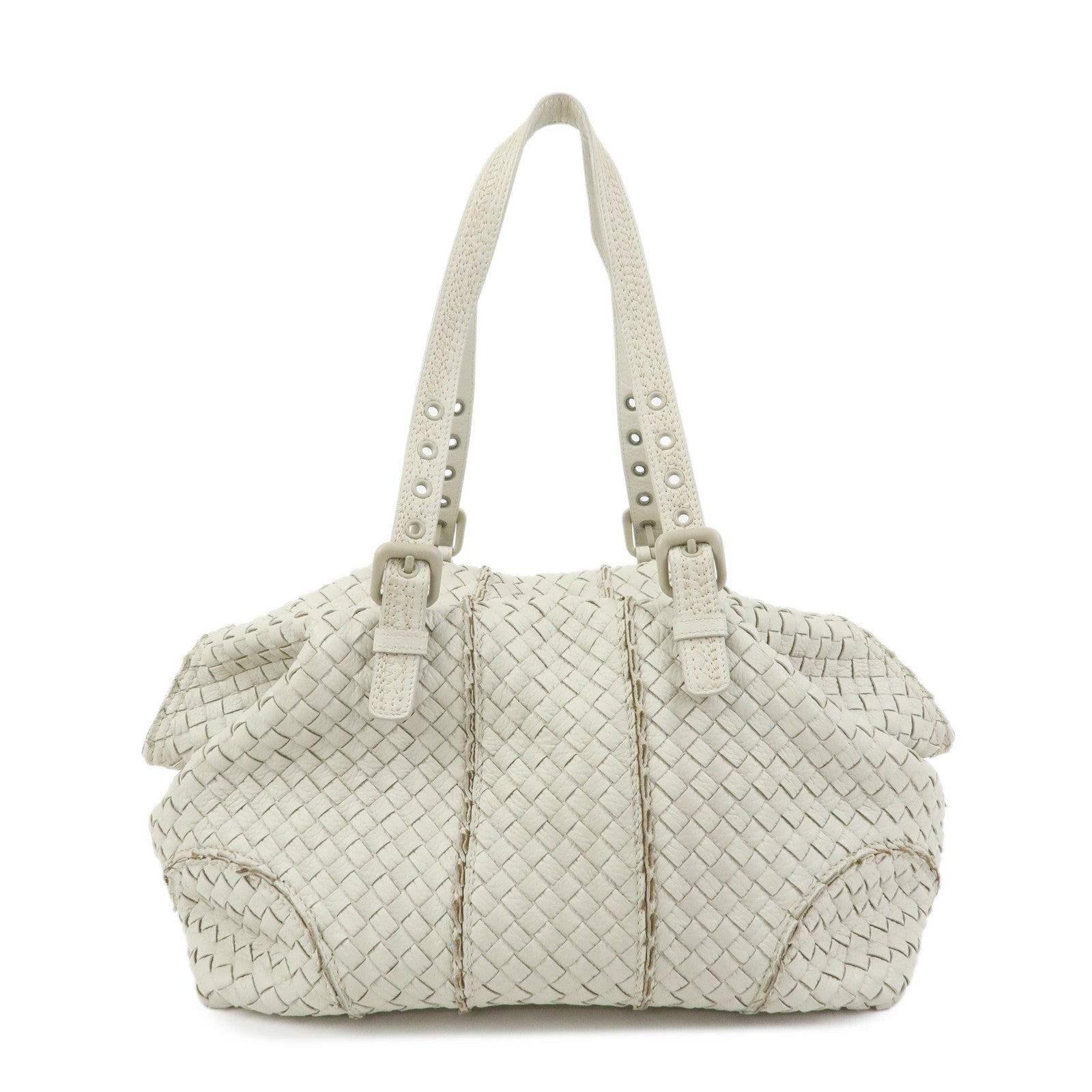 BOTTEGA VENETA Intrecciato Leather Shoulder Bag Hand Bag Ivory