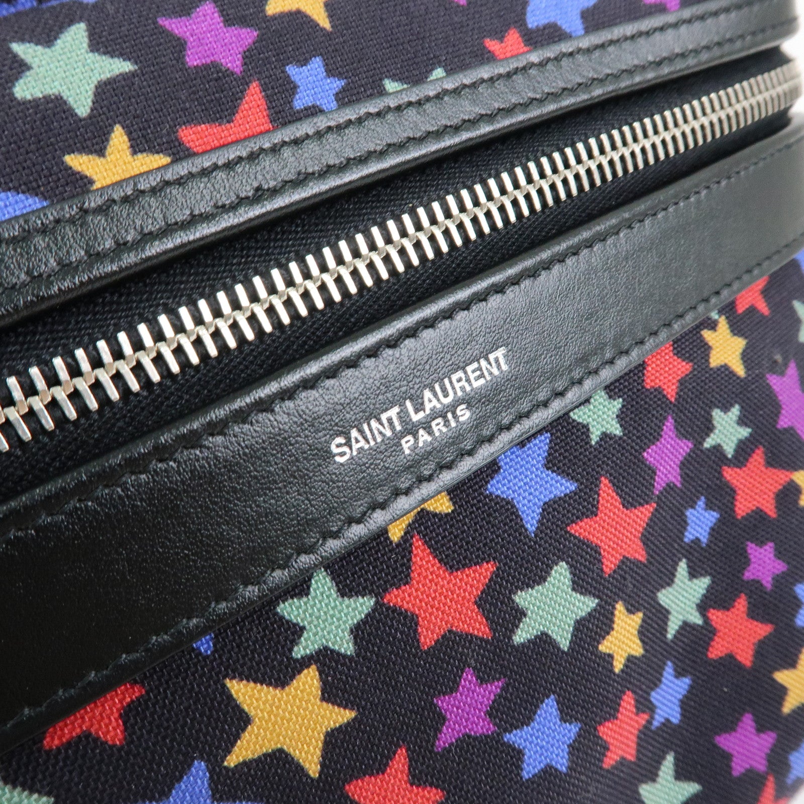 SAINT LAURENT PARIS City Canvas Leather Backpack Star Pattern 508548