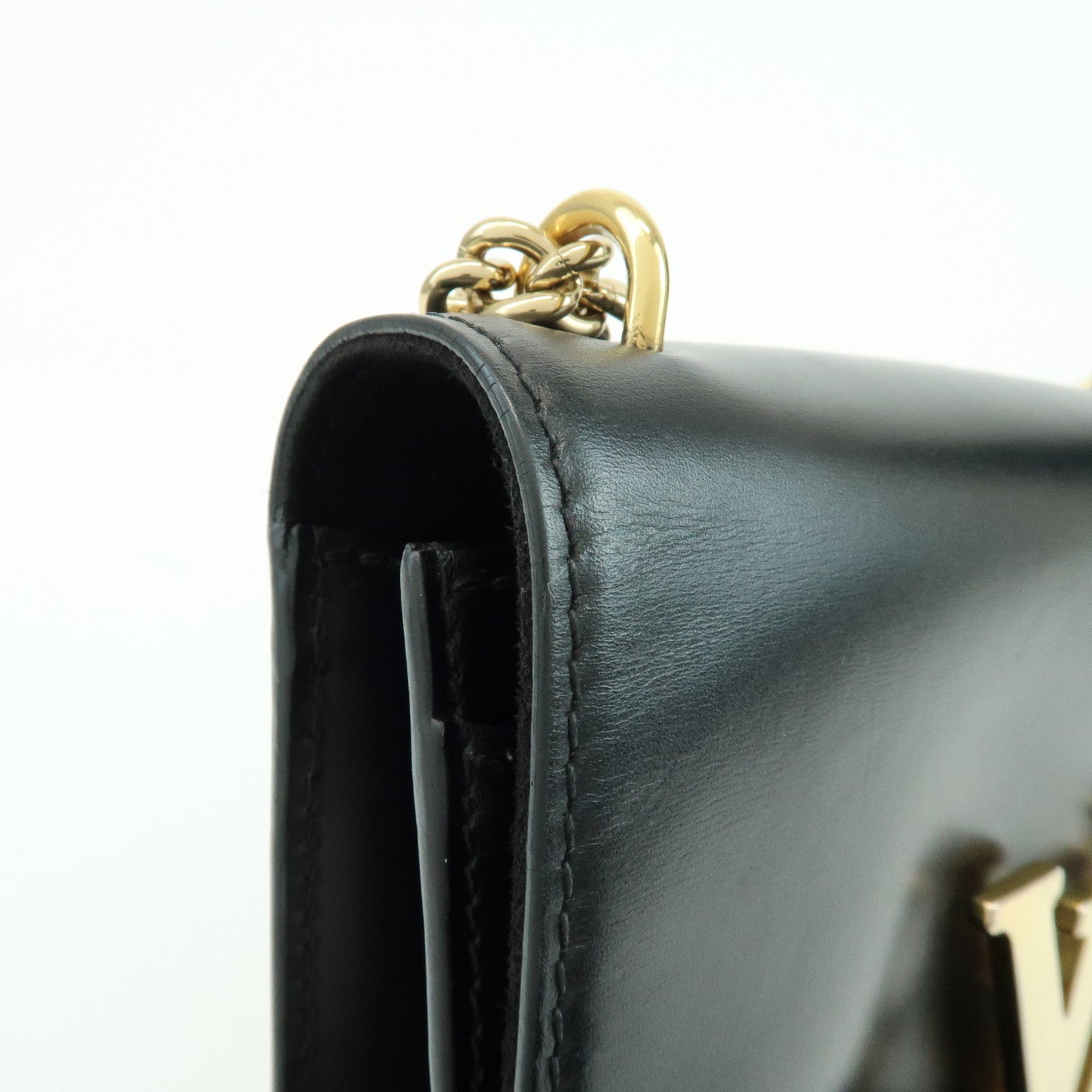 Louis Vuitton Pochette Louise MM Leather Chain Shoulder Bag Noir M51033