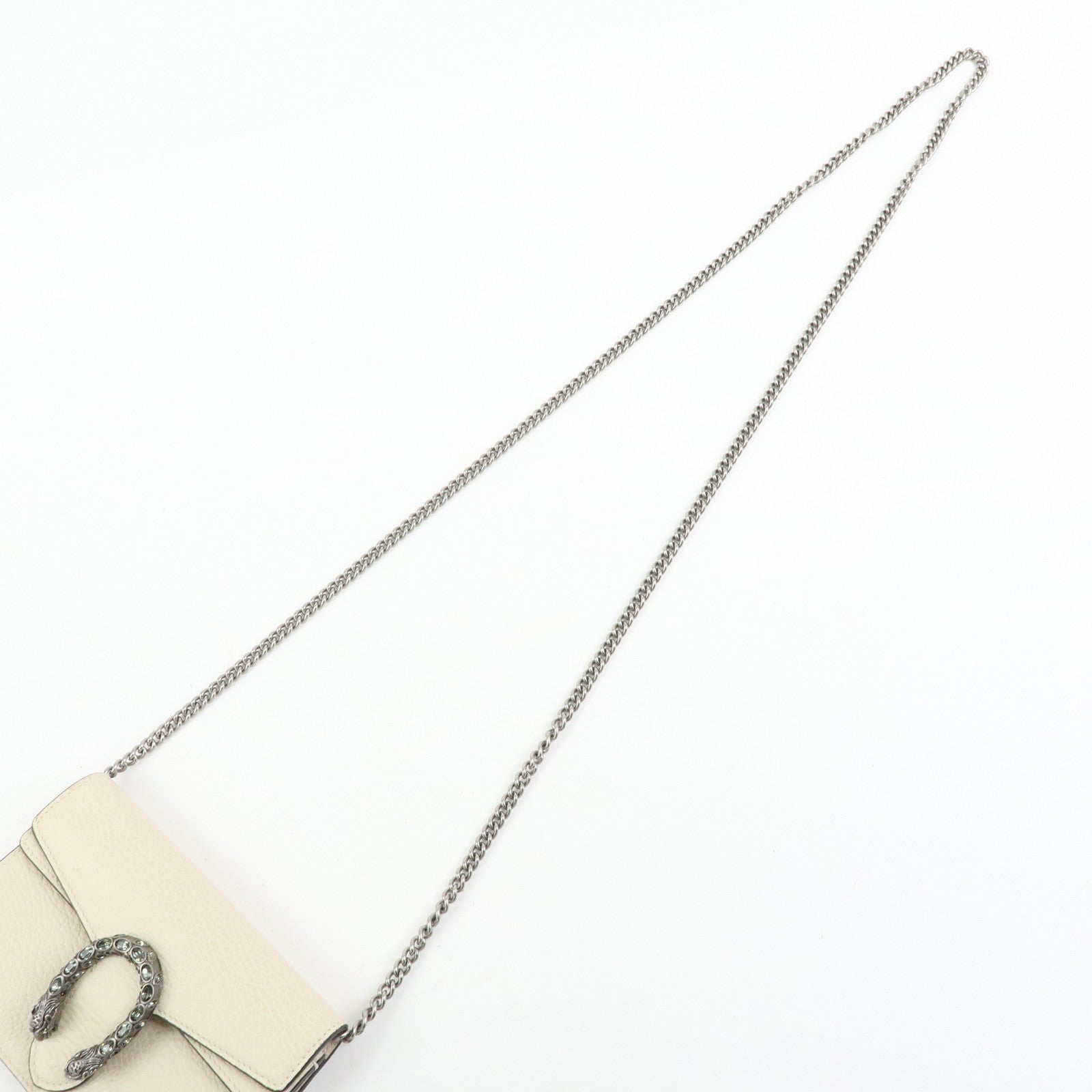 GUCCI Dionysus Super Mini Bag Leather Chain Shoulder Bag White 476432