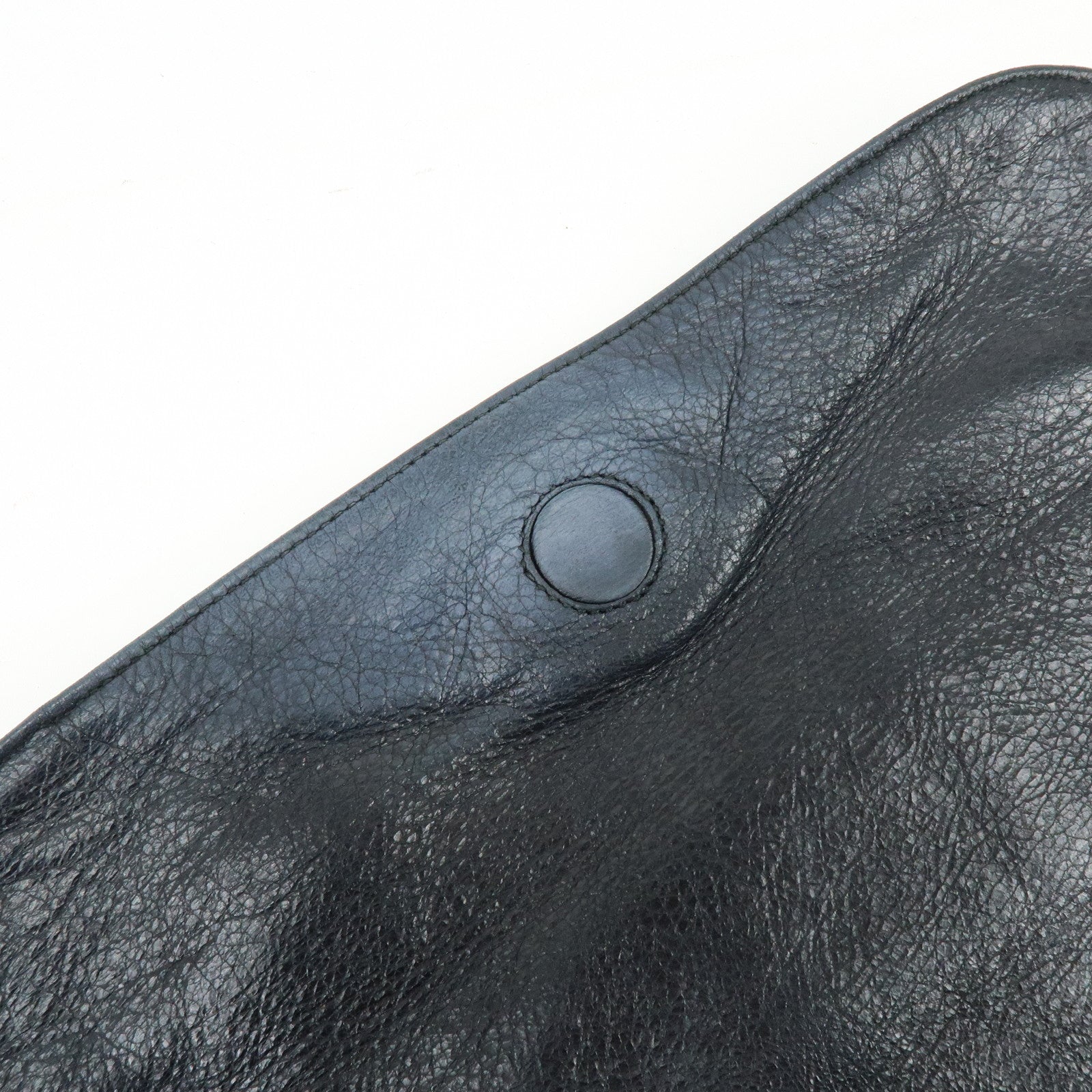 BALENCIAGA THE FOLK Leather Shoulder Bag Black 246432