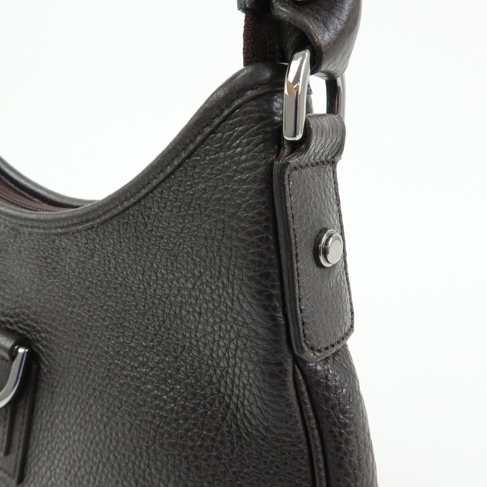 GUCCI Abbey Leather Shoulder Bag Hand Bag Black Silver 268637