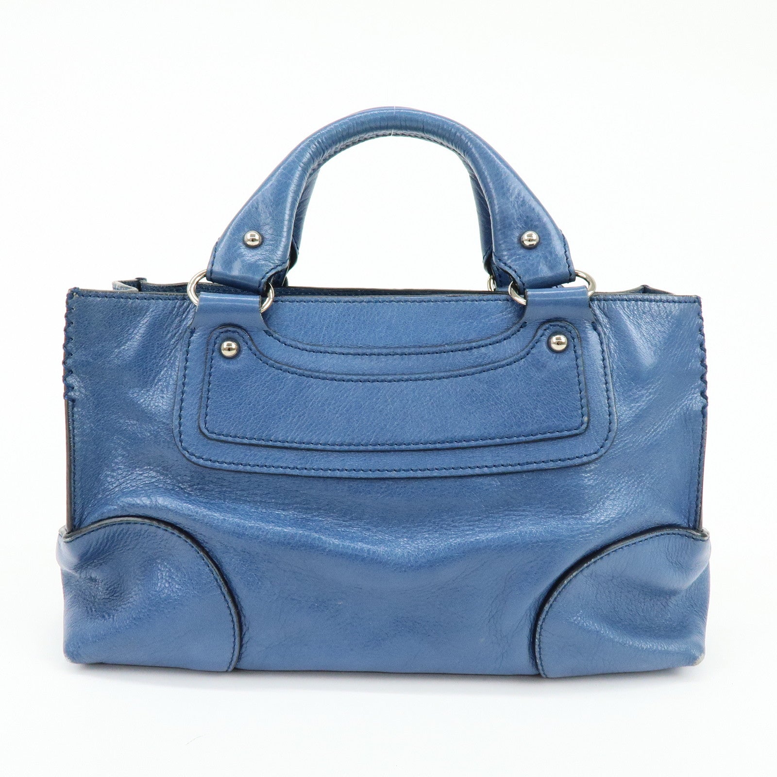 CELINE Logo Leather Boogie Bag Hand Bag Horse Bag Charm Blue