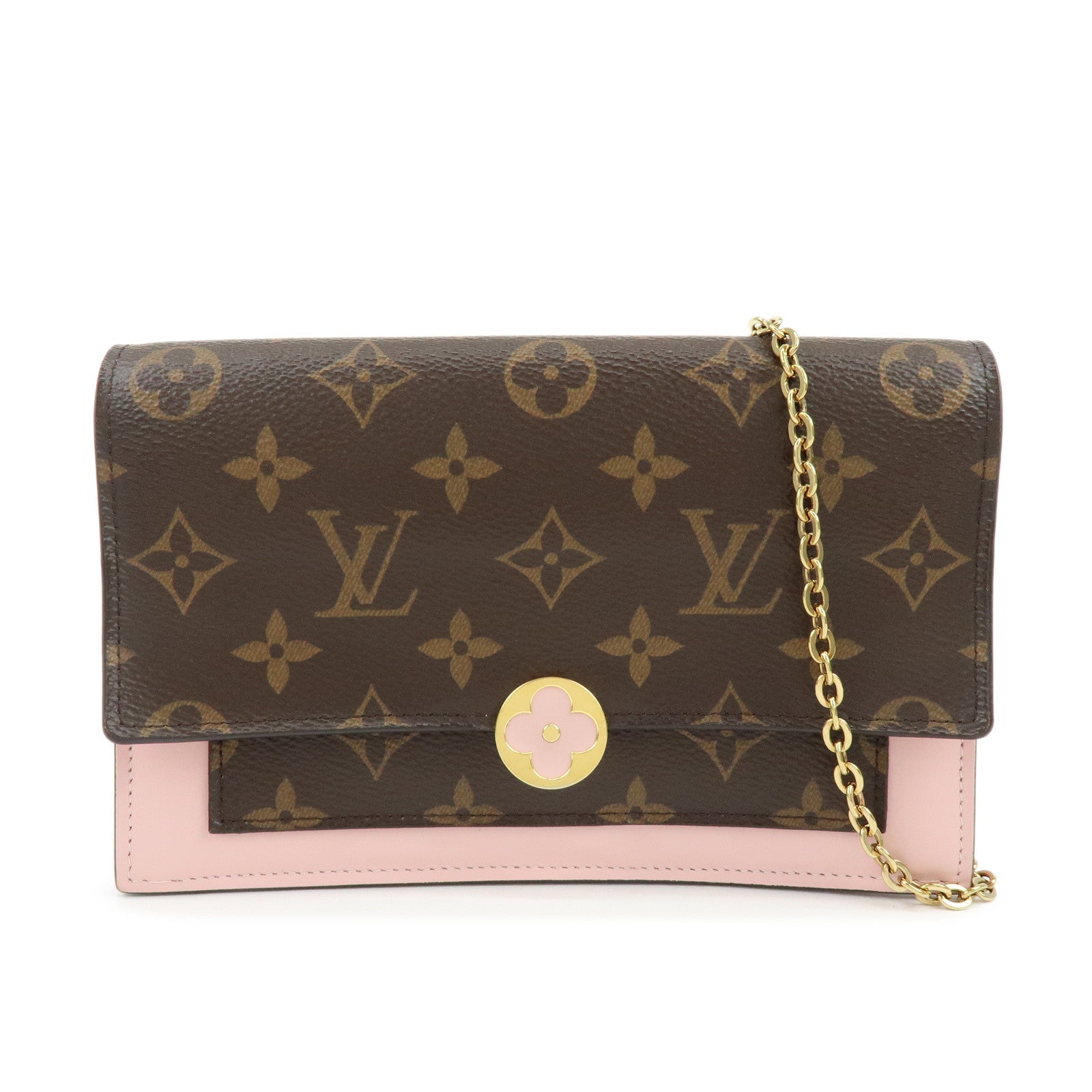 Louis Vuitton Monogram Portefeuille Flore Chain Wallet Pink M67405