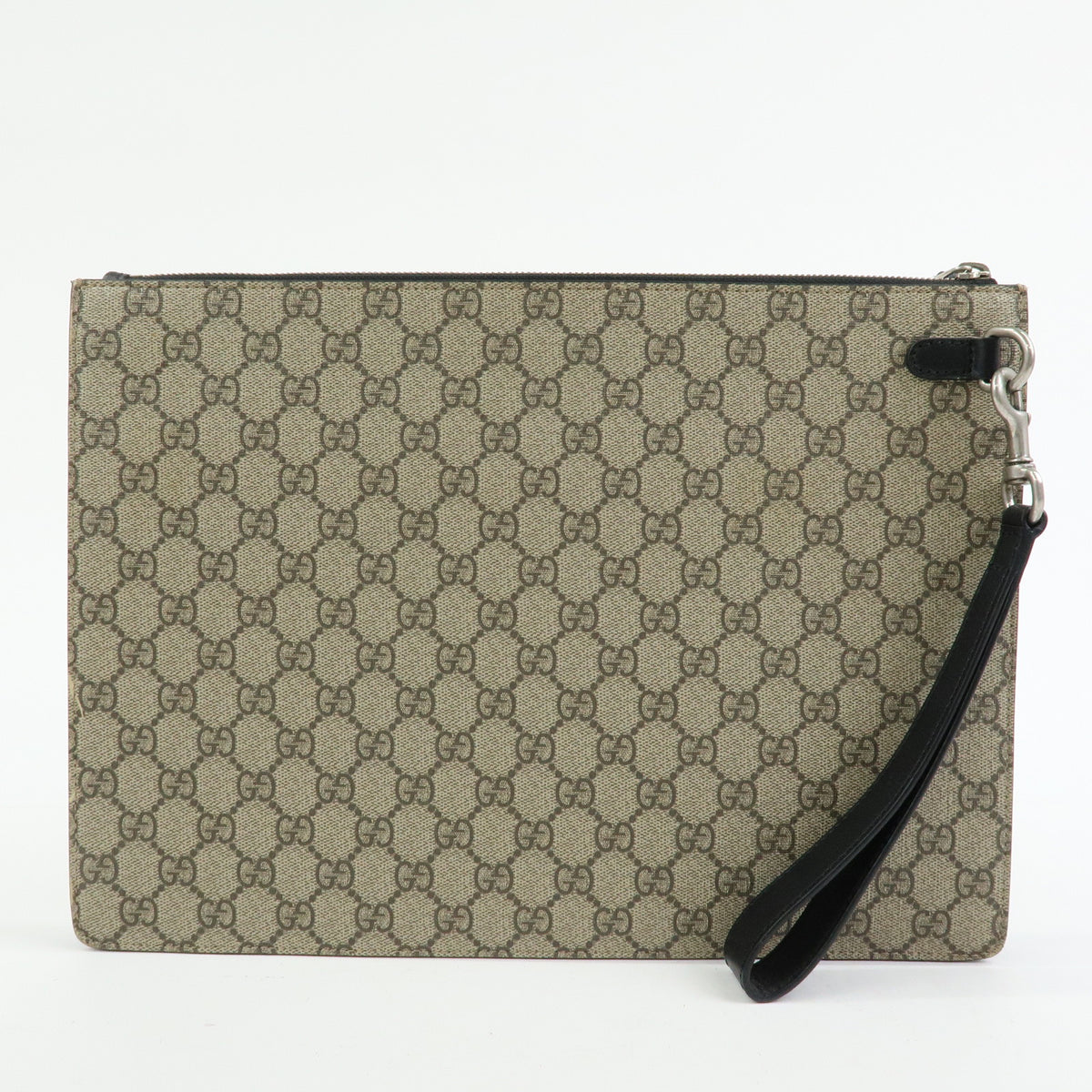 GUCCI Sherry GG Supreme Leather Clutch Bag Flat Pouch Beige 433665
