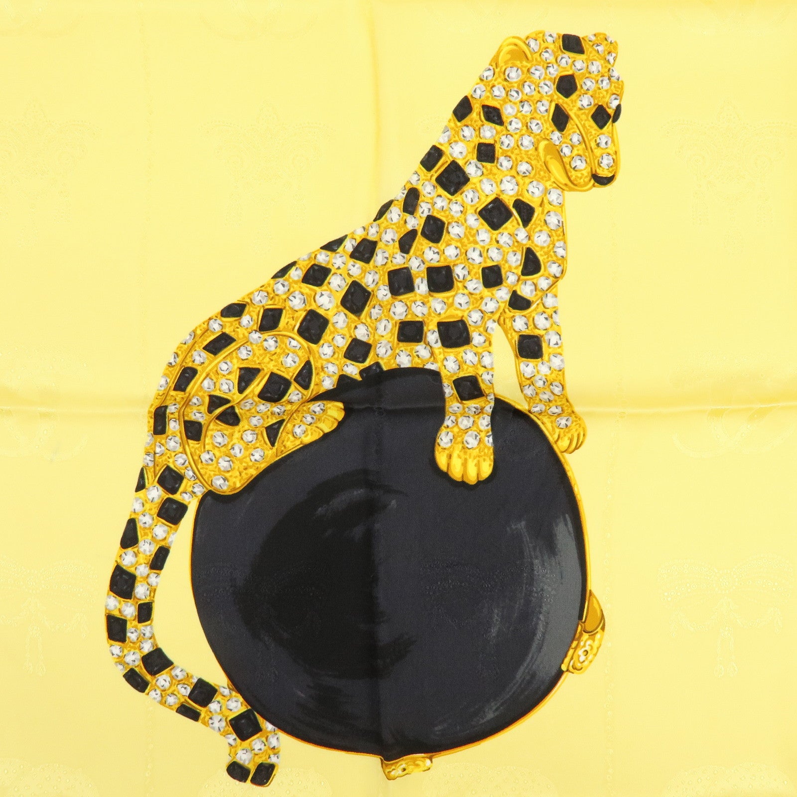 Cartier Lot of 2 Silk 100% Scarf Classic Chain Leopard Yellow Red White