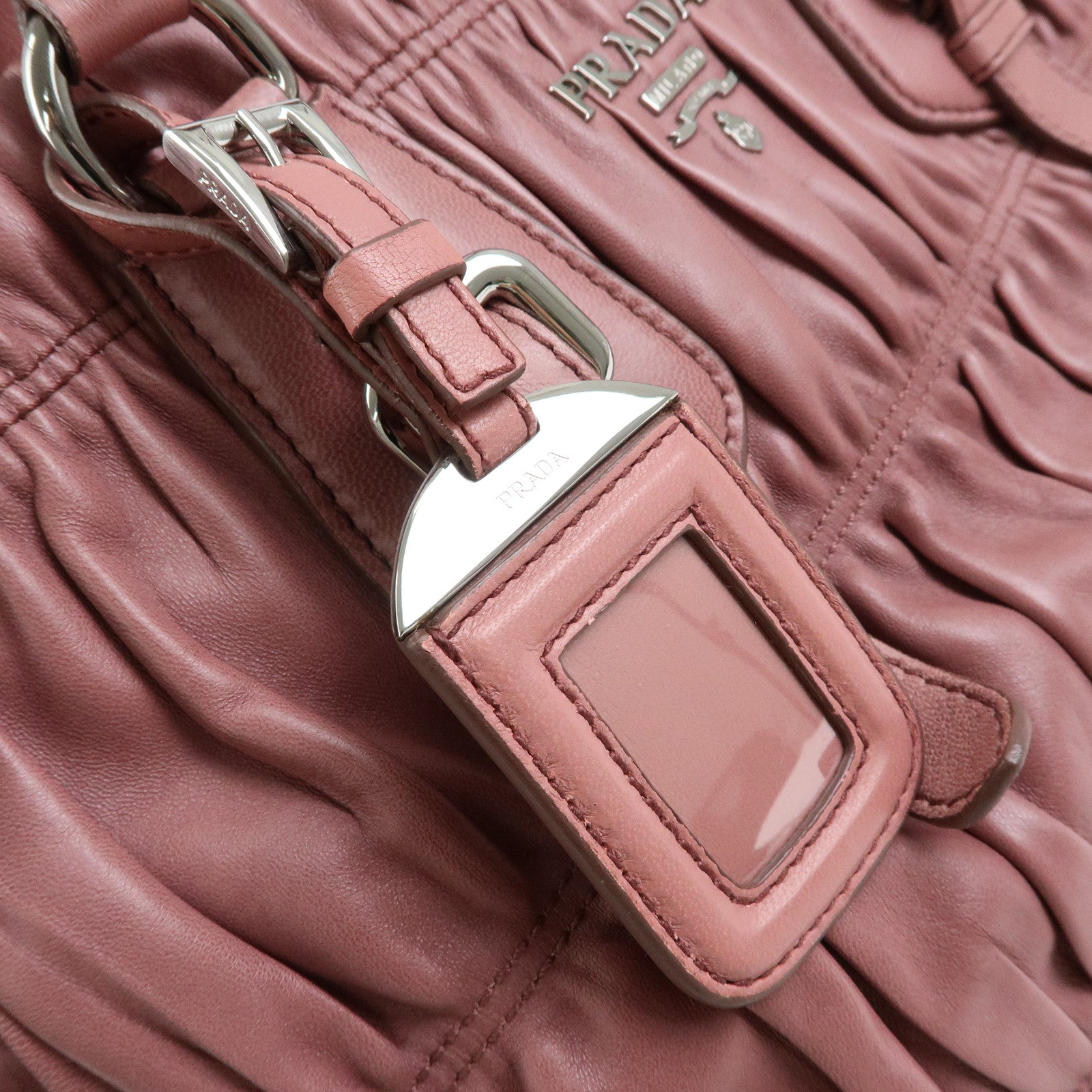 PRADA Logo Nappa Leather 2Way Bag Hand Bag Shoulder Bag Pink