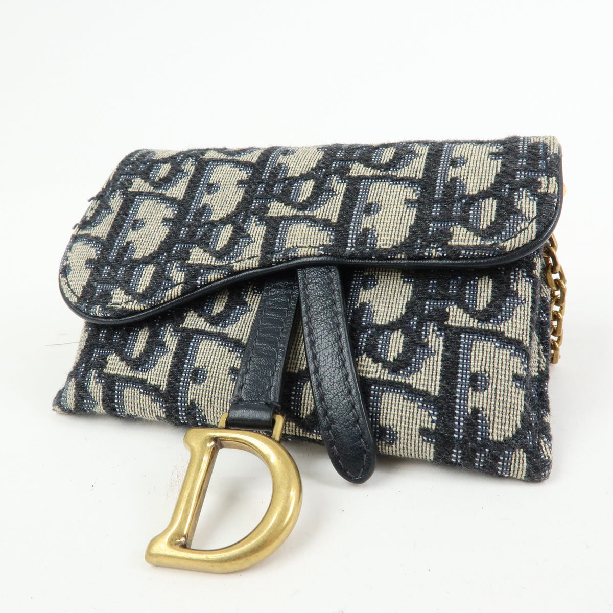 Christian Dior Oblique Saddle Jacquard Canvas Chain Shoulder Pouch