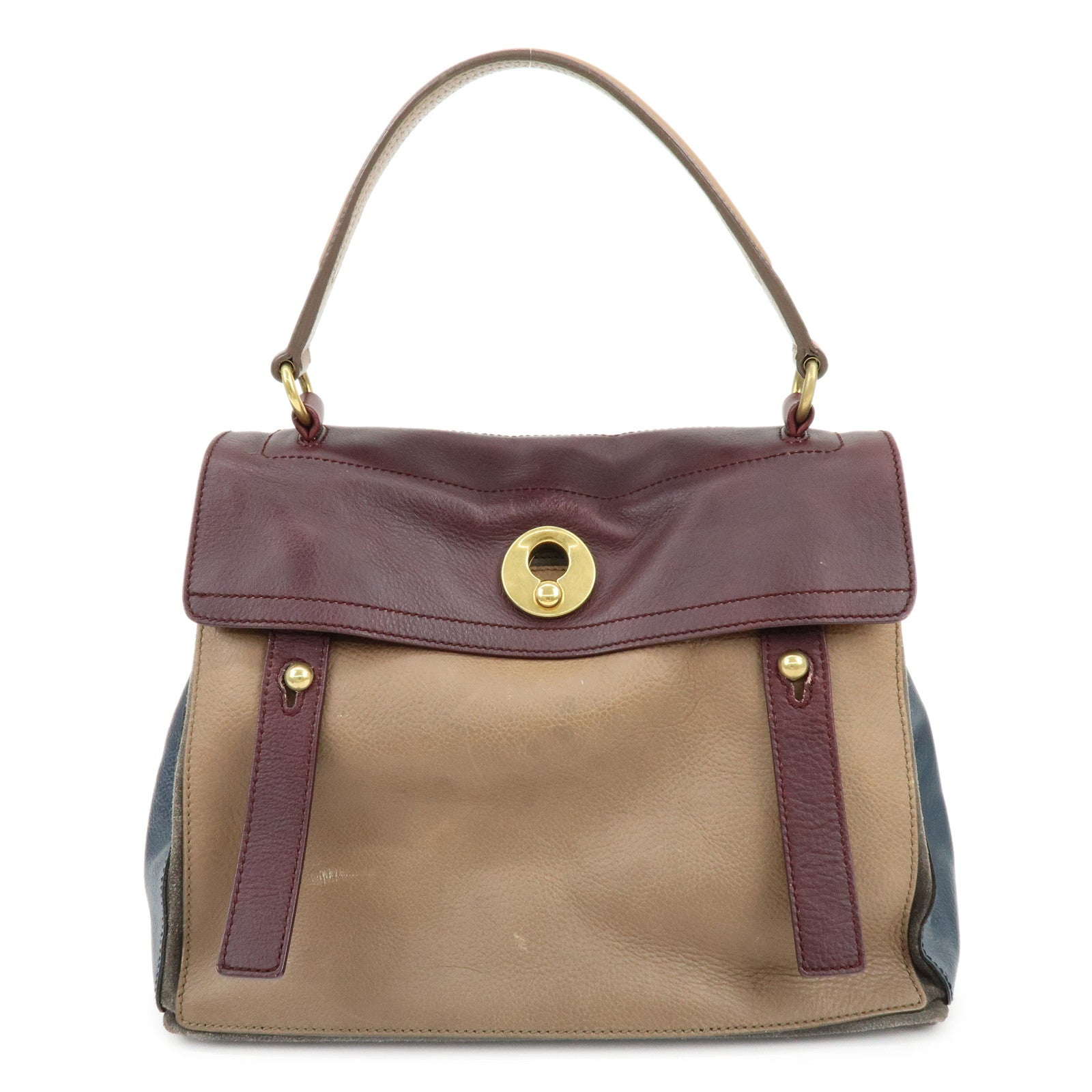 SAINT LAURENT PARIS Baby Cabas Leather Hand Bag Boudreaux Beige