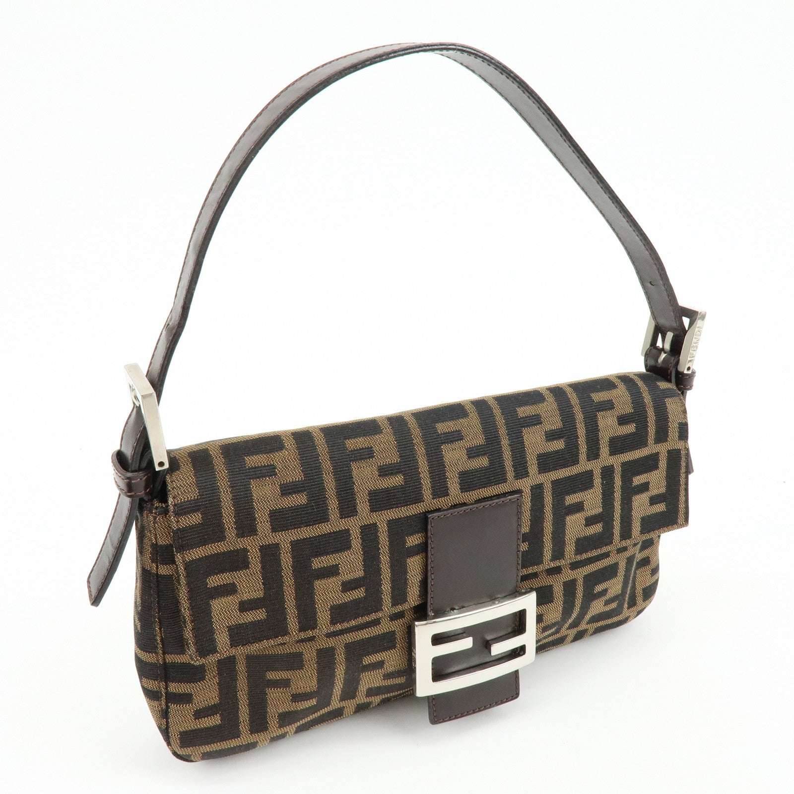 FENDI Mamma Baguette Zucca Canvas Leather Hand Bag Shoulder Bag 26424