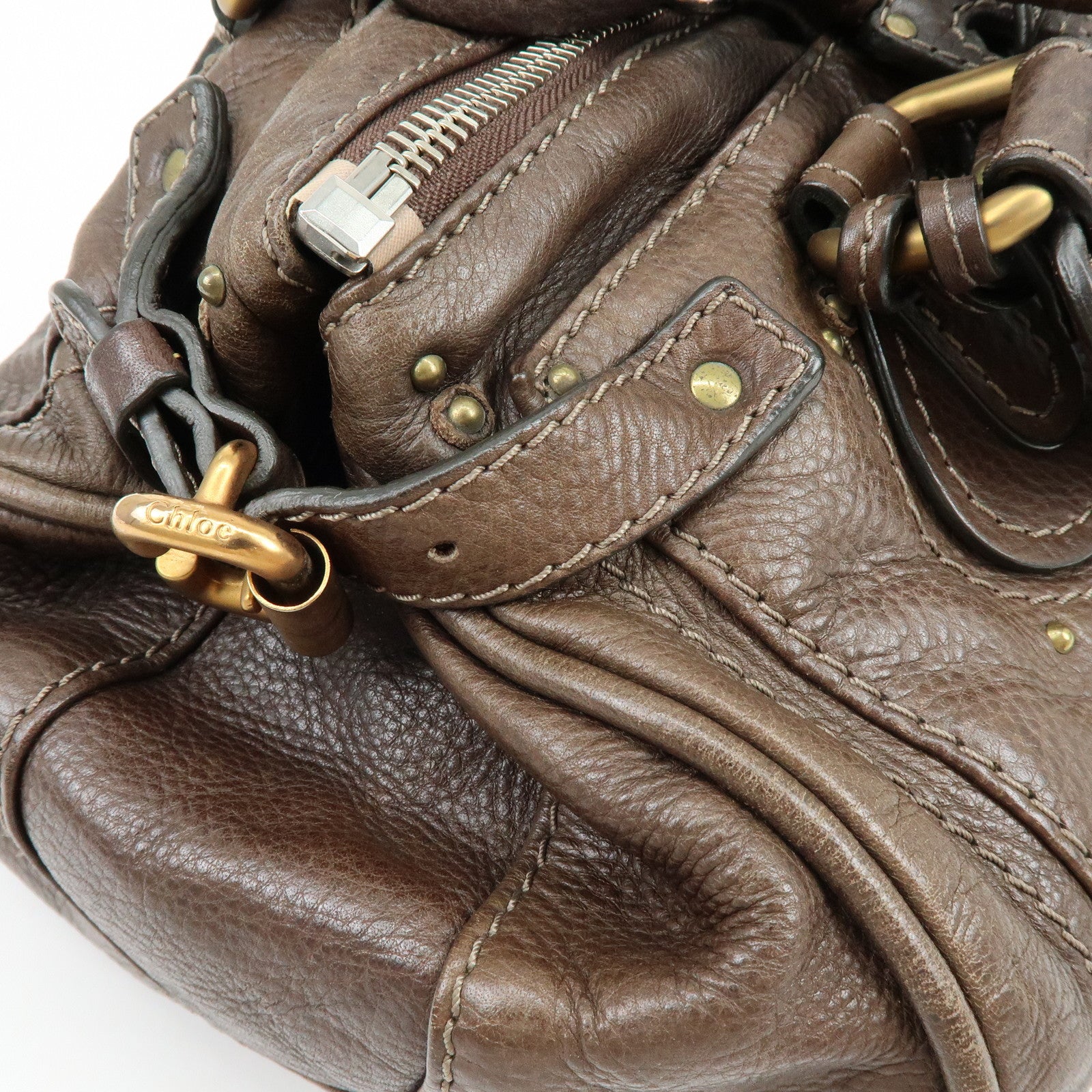 Chloe Paddington Leather Hand Bag Shoulder Bag Dark Brown