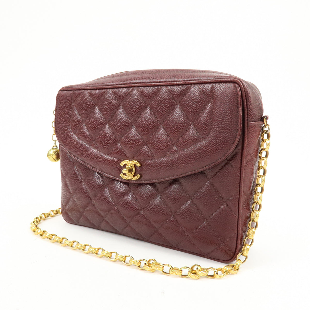 CHANEL Matelasse Diana Caviarskin Chain Shoulder Crossbody Bag Bordeaux