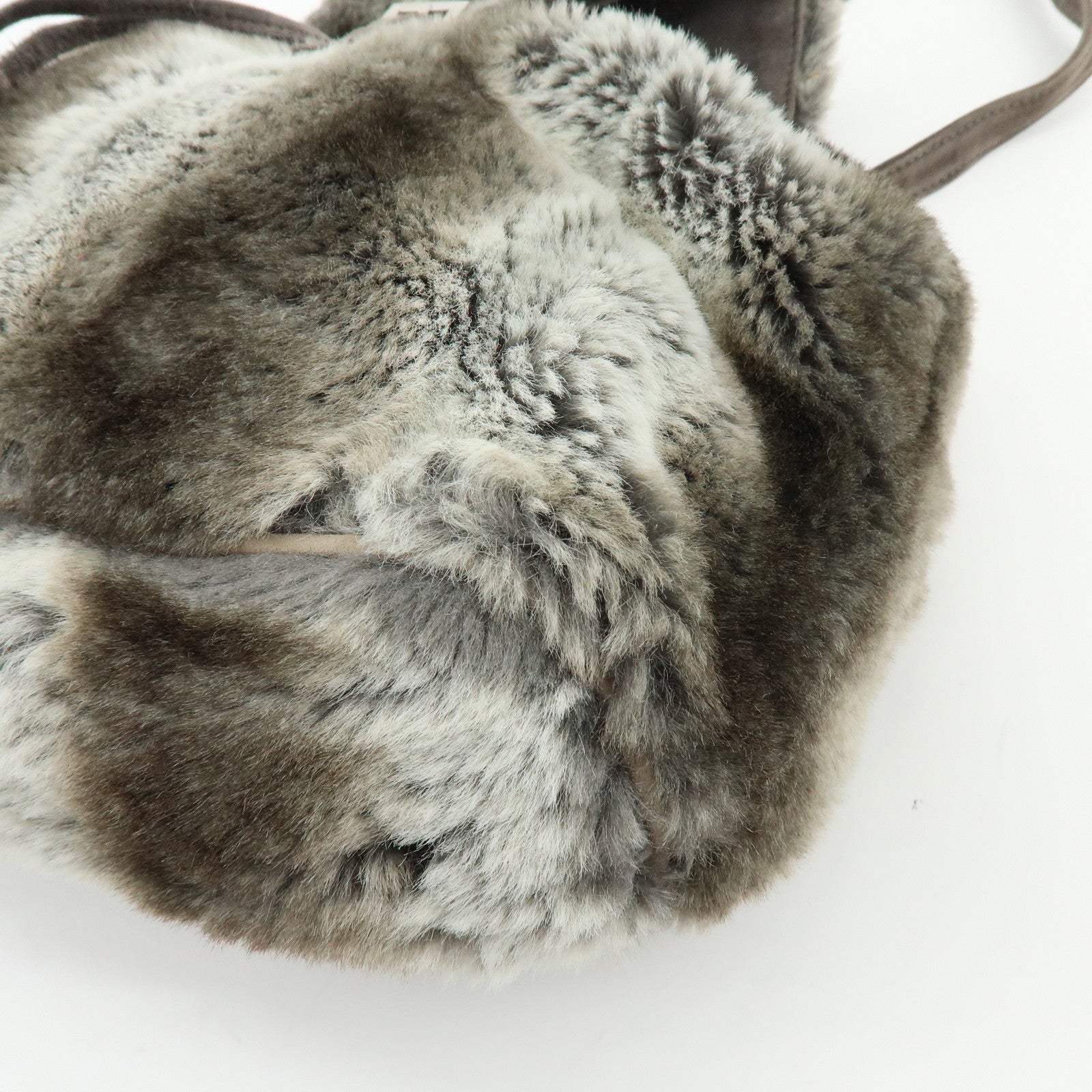 FENDI Zucca Mink like Fur Suede Backpack Rucksuck Gray