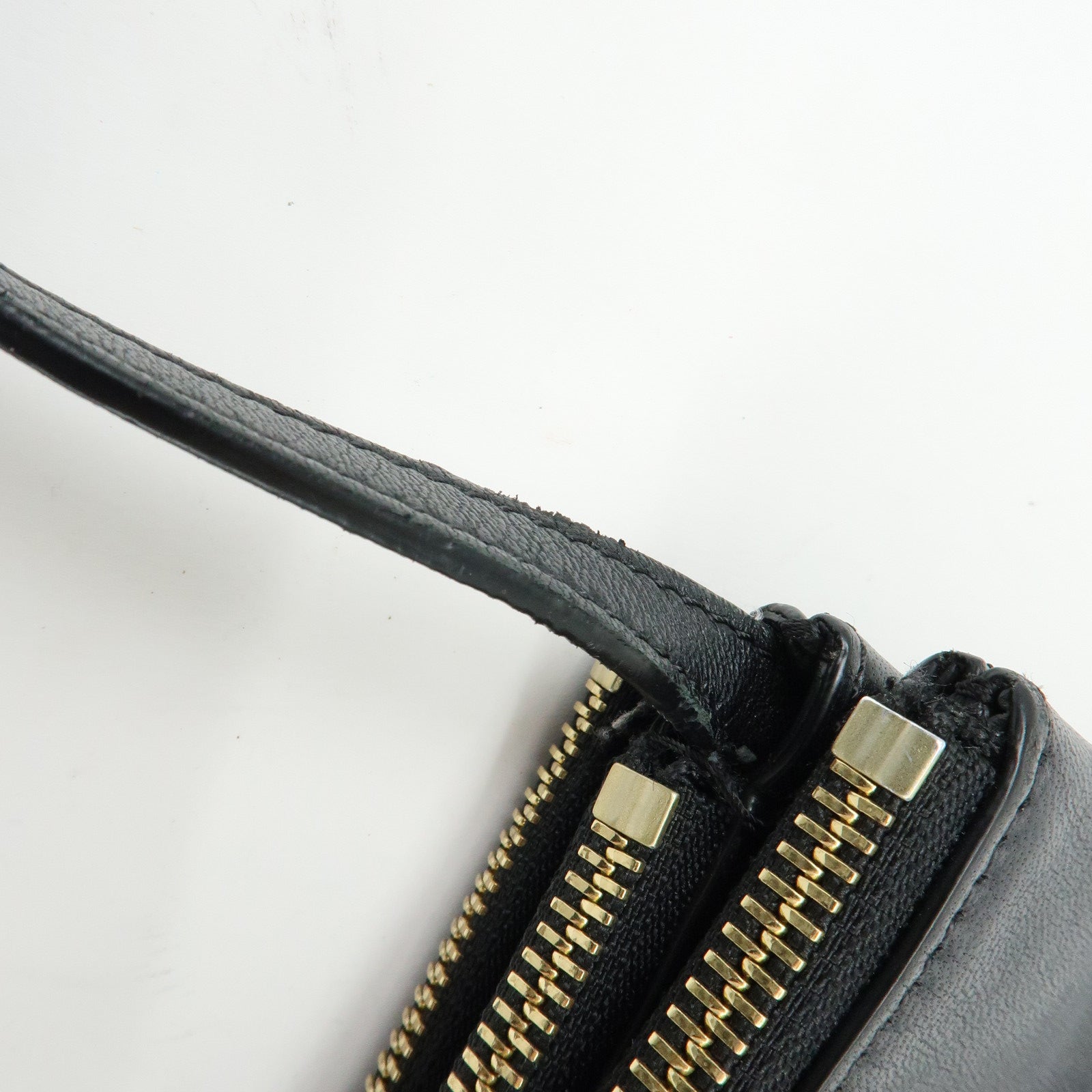 CELINE Trio Bag Leather Shoulder Bag Crossbody Bag Pouch Black