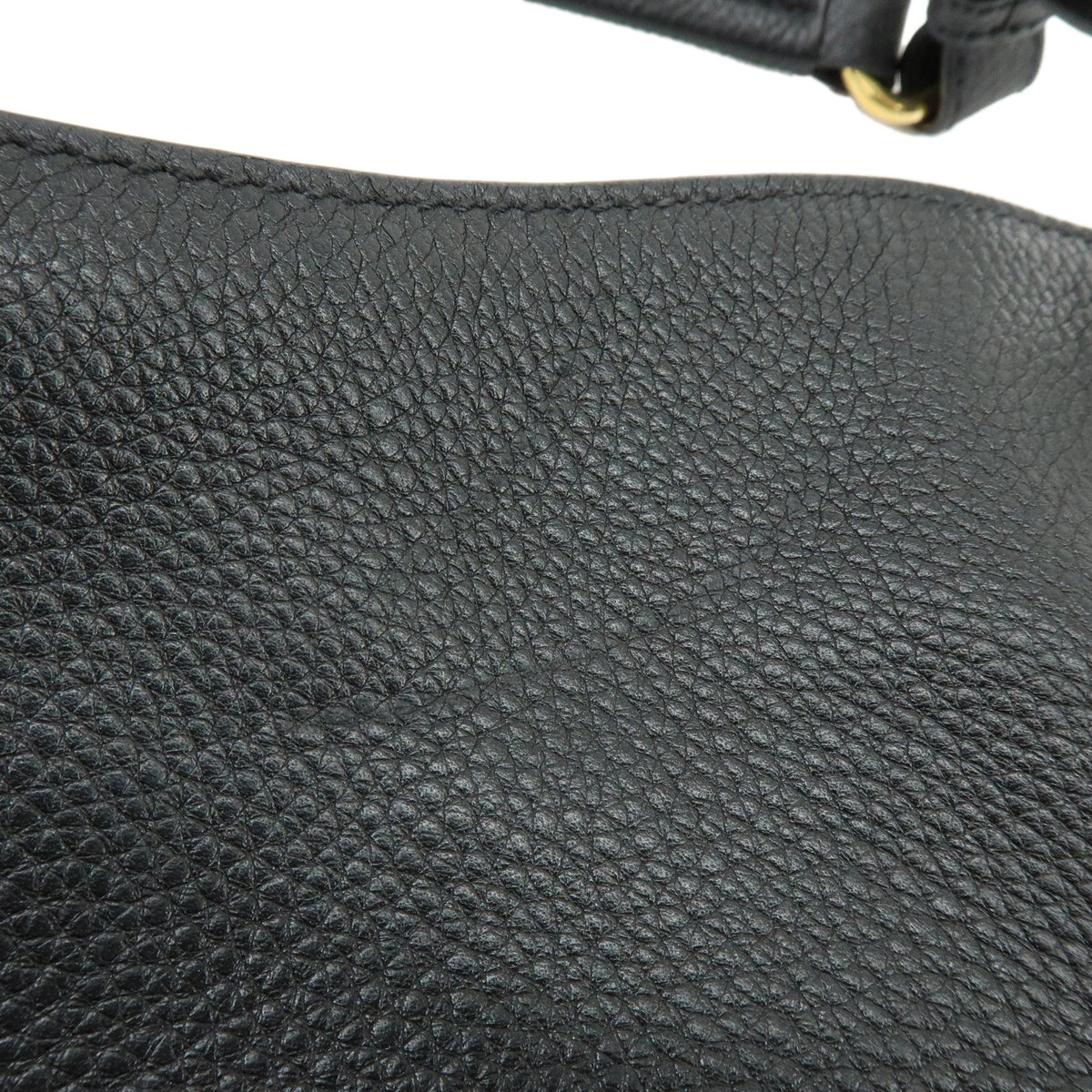 PRADA Logo Leather Shoulder Bag Hand Bag Tote Bag Black