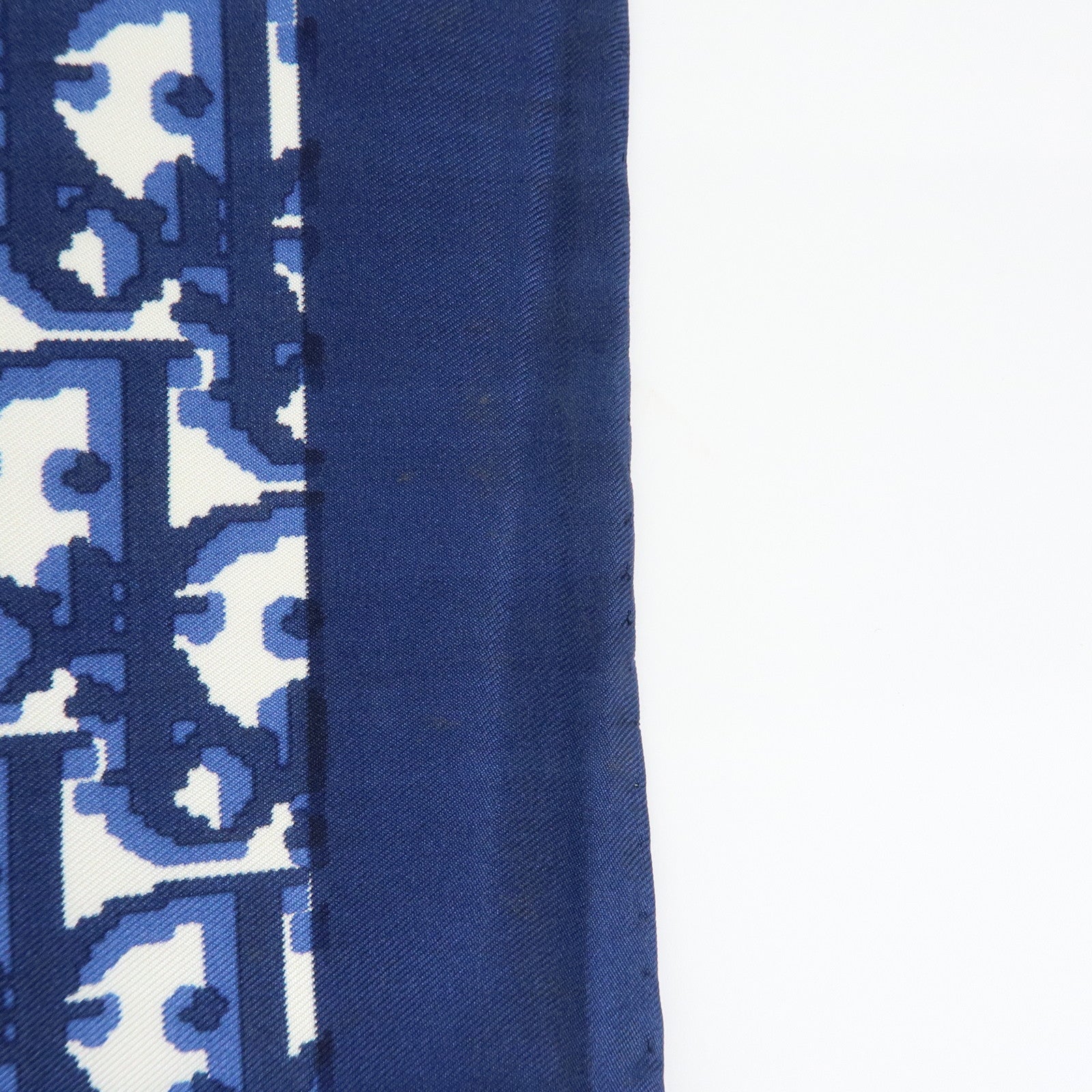 Christian Dior Trotter Silk 100% Scarf Navy Blue White