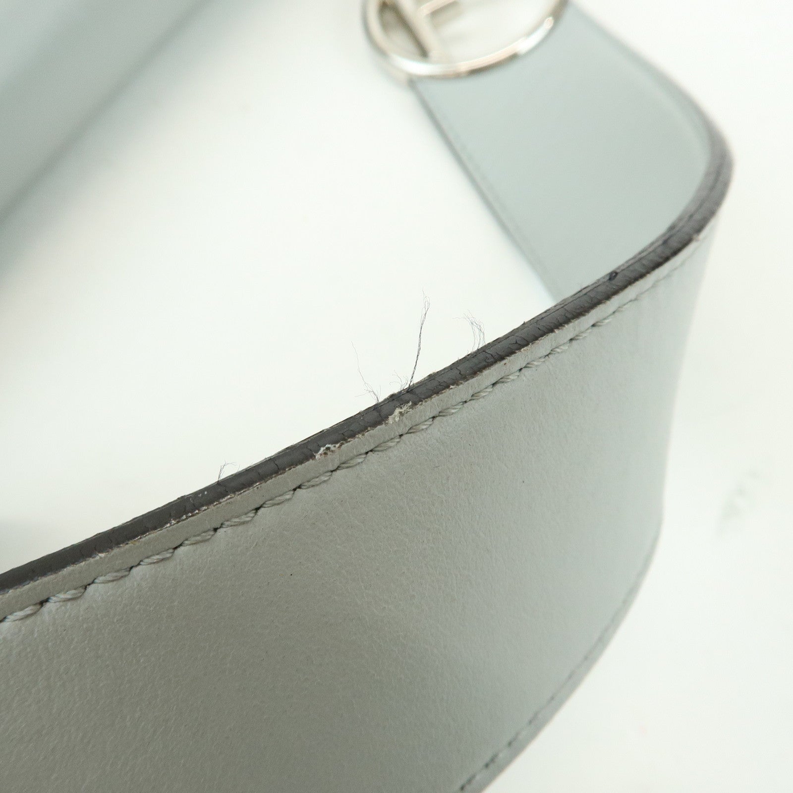 FENDI KAN I Leather 2Way Bag Shoulder Bag Hand Bag Gray