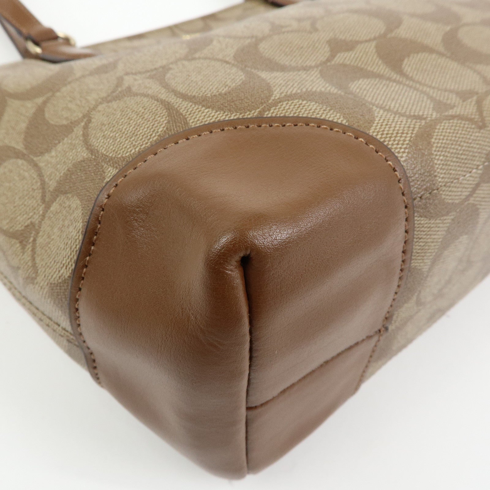 COACH Signature PVC Leather Tote Bag Hand Bag Brown F29208