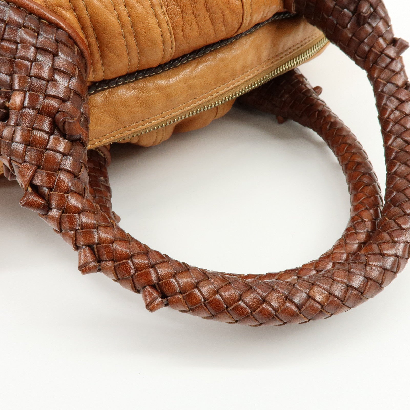 FENDI Zucca Mini Spy Bag Nappa Leather Hand Bag Camel Brown 8BL078