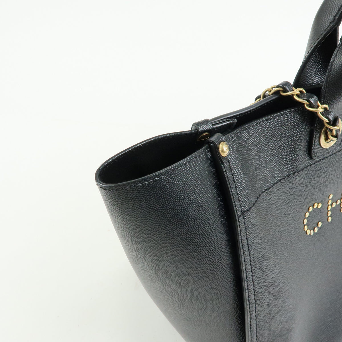 CHANEL Deauville GM Caviarskin 2Way Tote Bag Shoulder Bag Black A66941