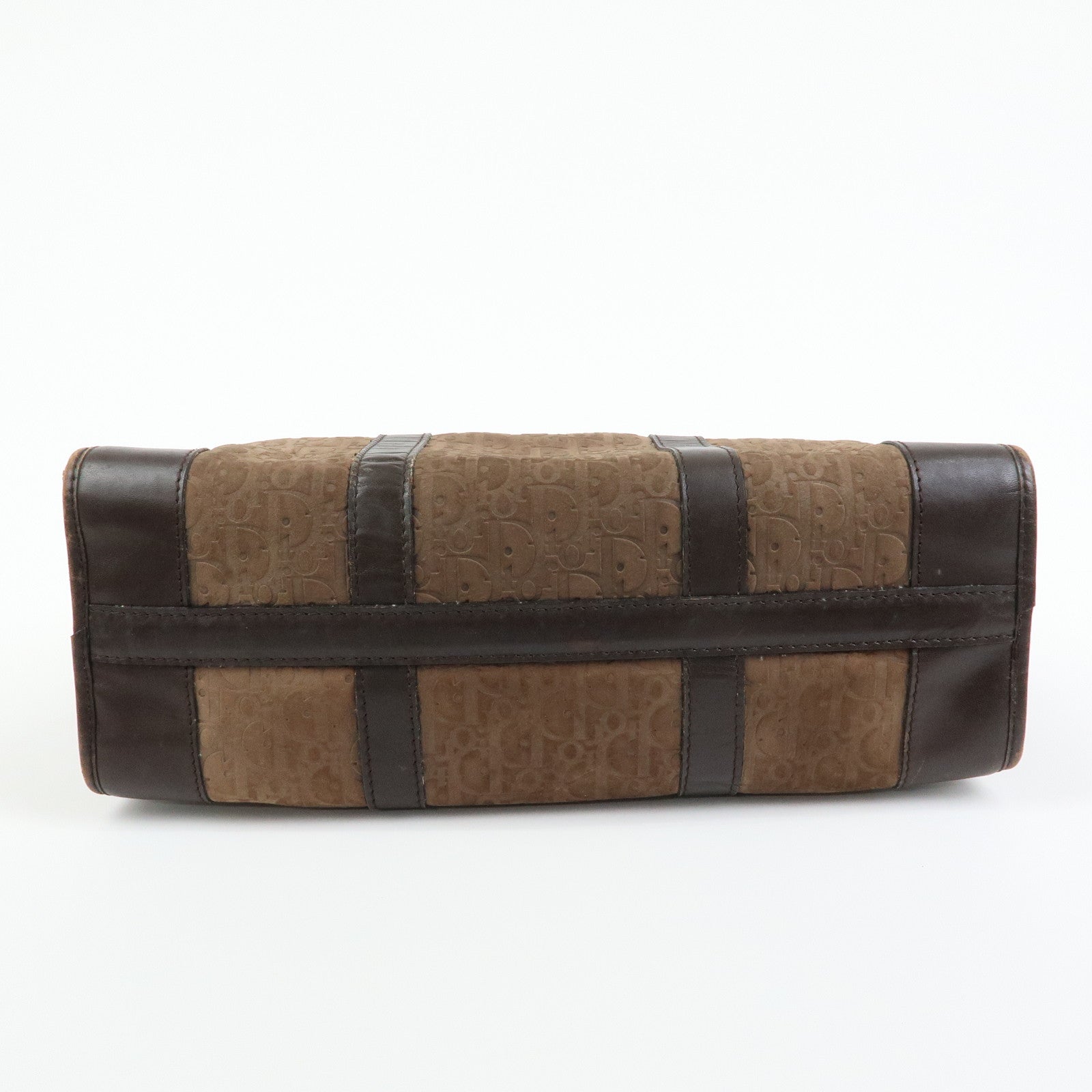 Christian Dior Trotter Suede Leather Boston Bag Hand Bag Brown