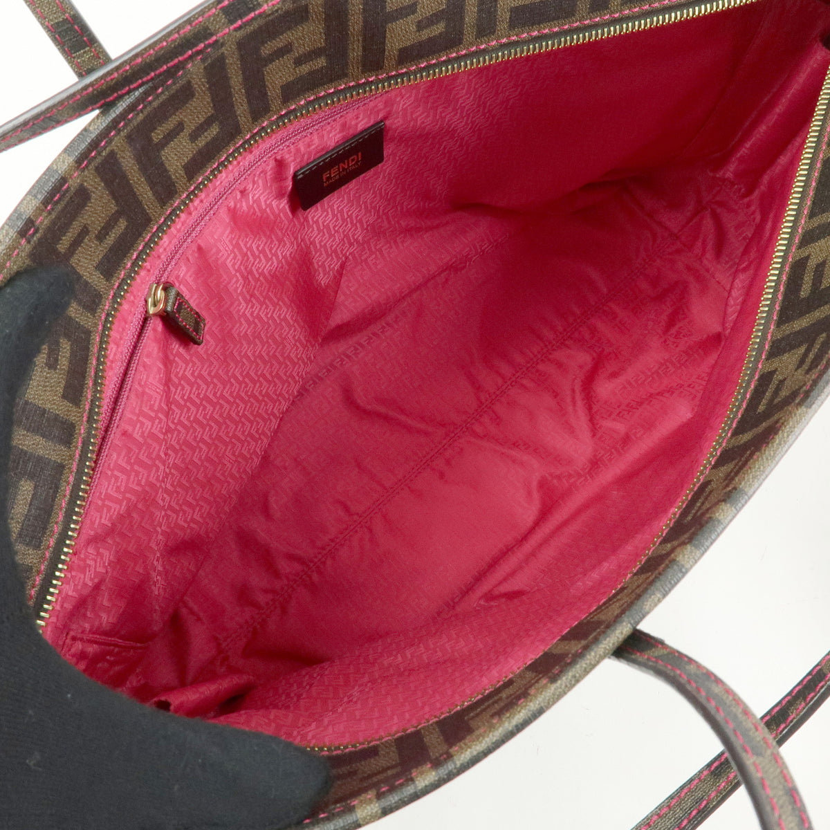 FENDI Zucca PVC Leather Tote Bag Shoulder Bag Brown Black Pink 8BH185