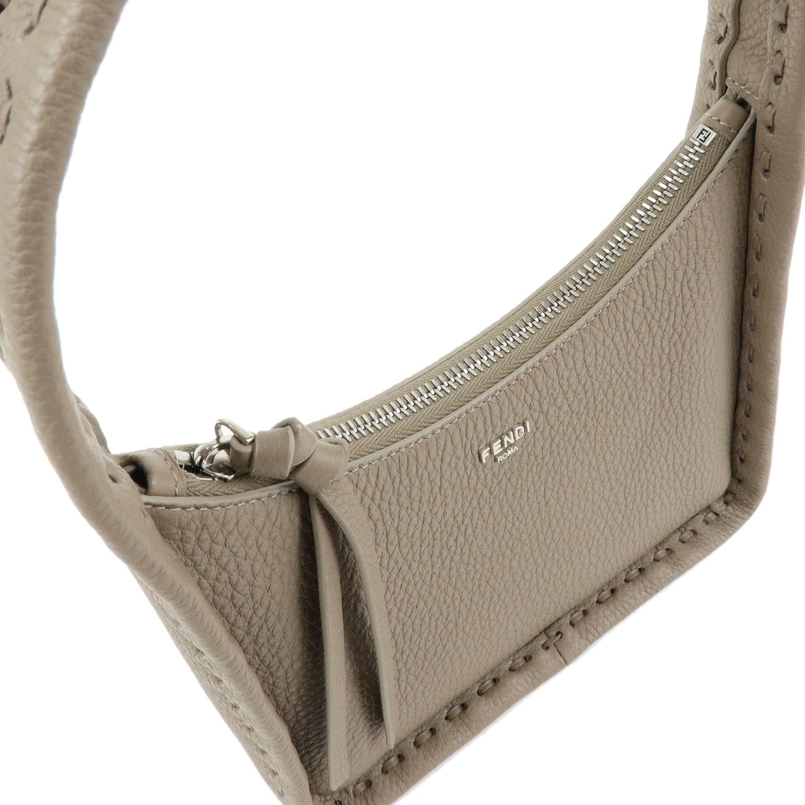 FENDI Selleria Calf Fendessence Small Hand Bag Greige 8BS094