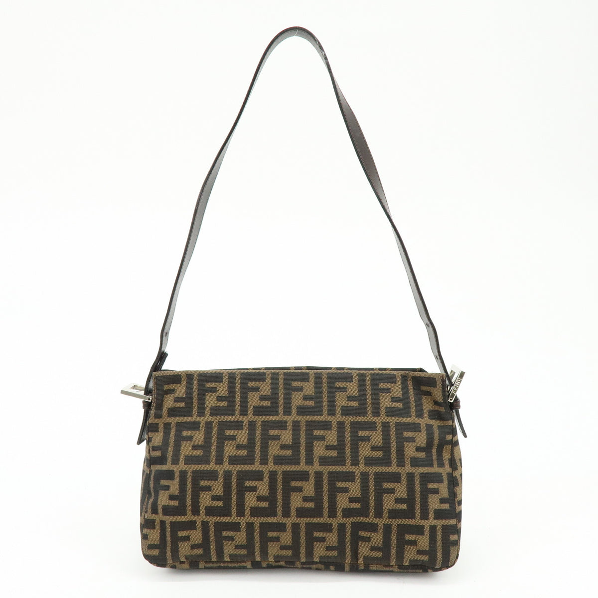 FENDI Zucca Canvas Leather Shoulder Bag Hand Bag Brown Black 26566