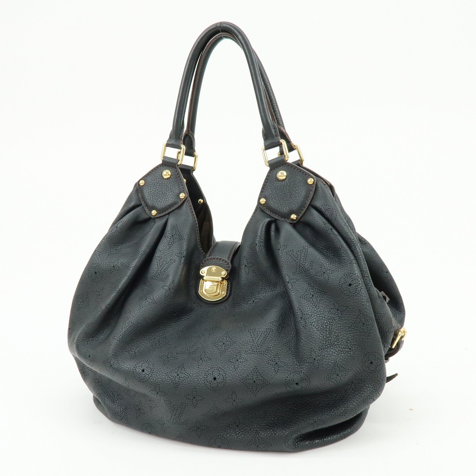 Louis Vuitton Monogram Mahina L Leather Shoulder Bag Noir Black M95765