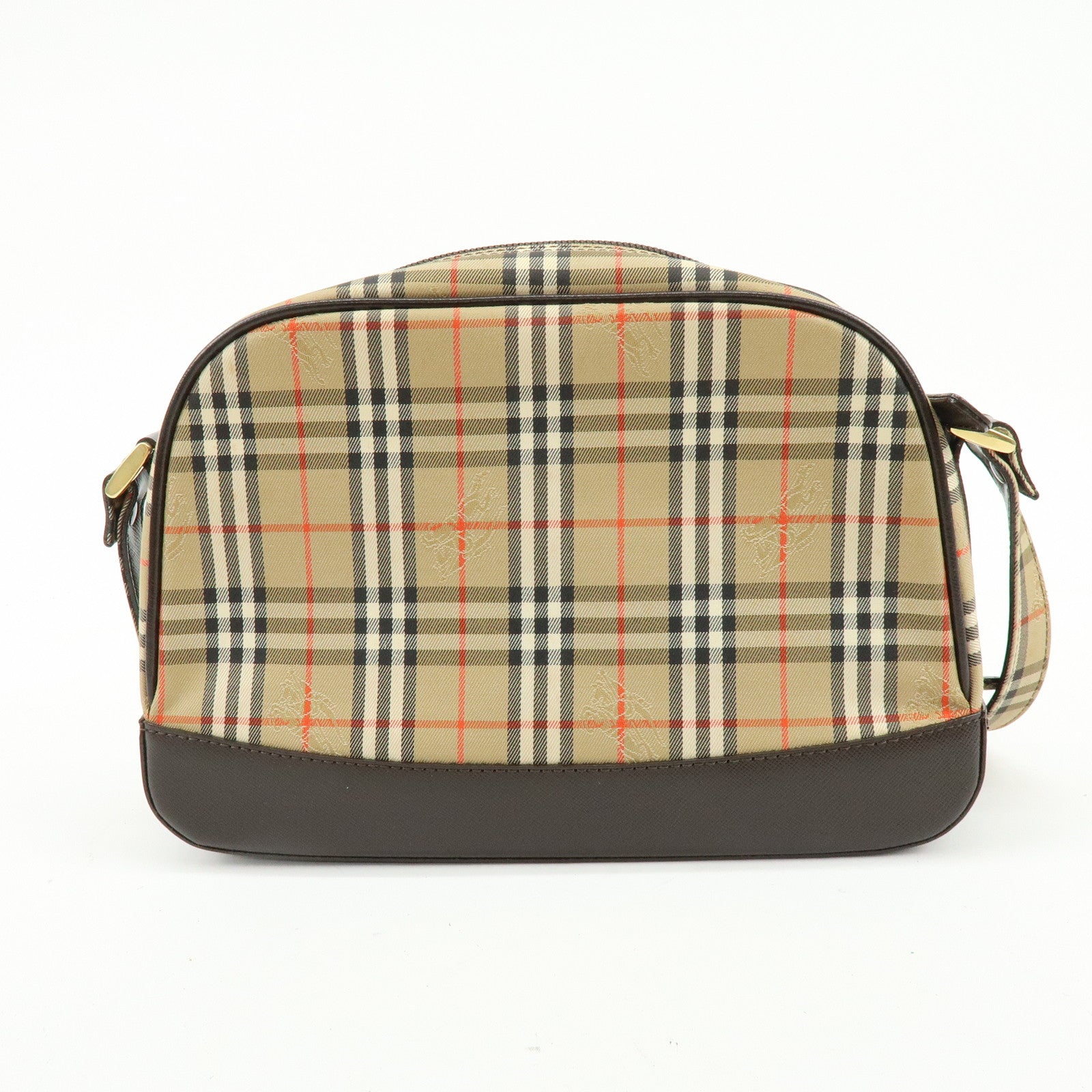 BURBERRY Nova Plaid Canvas Leather Shoulder Crossbody Bag Beige Brown