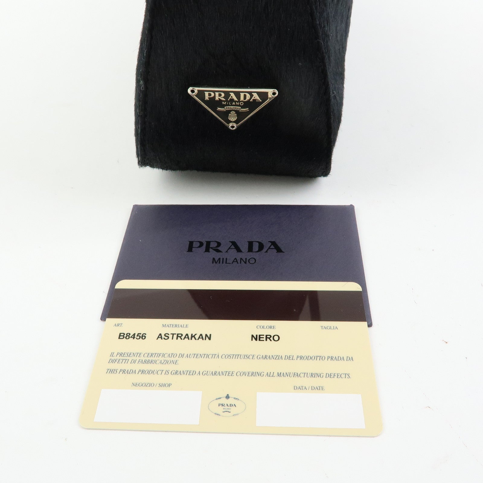 PRADA Triangle Logo Unborn Calf Shoulder Bag Black B8456